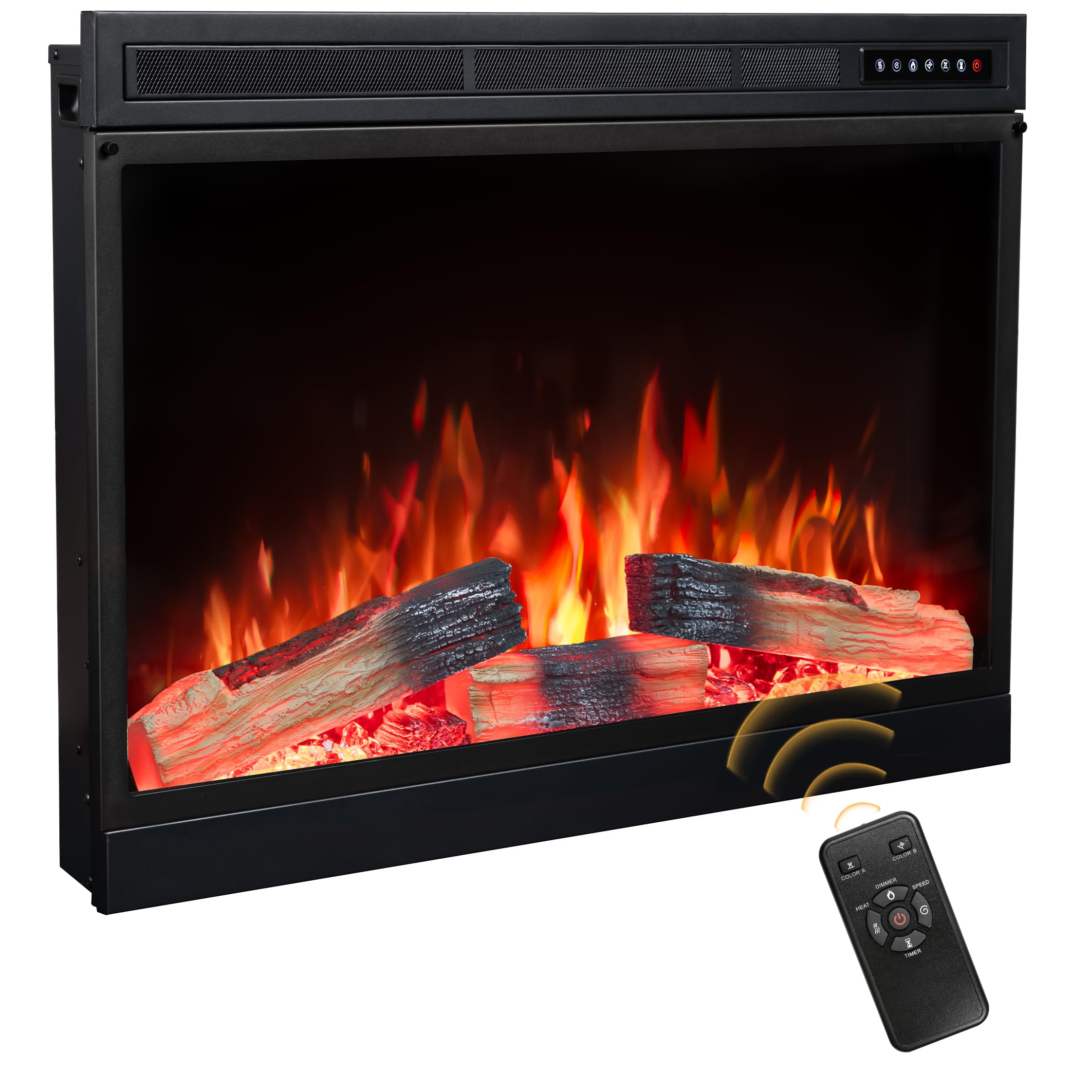 Xbeauty 36 Inch Electric Fireplace Insert with Remote Control, Timer, 4 Flame Colors - 750W/1500W Heater with Overheat Protection & Touch Screen - Perfect for Living Room, Bedroom, and Office Warming