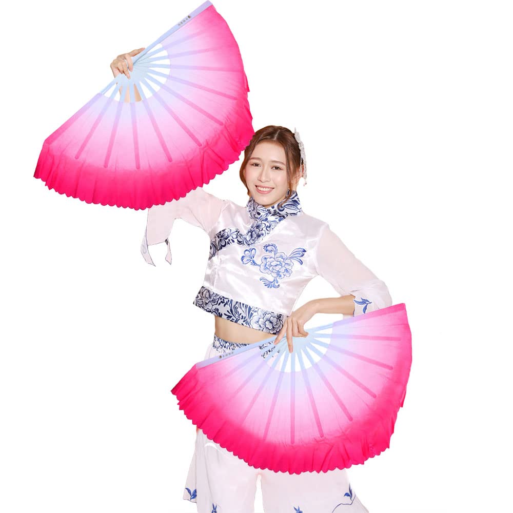 ZooBoo 13 Inch Plastic Taichi Kungfu Fan Set - Left & Right Hand Folding Fans for Martial Arts, Dance Performance, and Fitness Training | Perfect for Tai Chi, Kung Fu, Fan Dancing, and Stage Performances