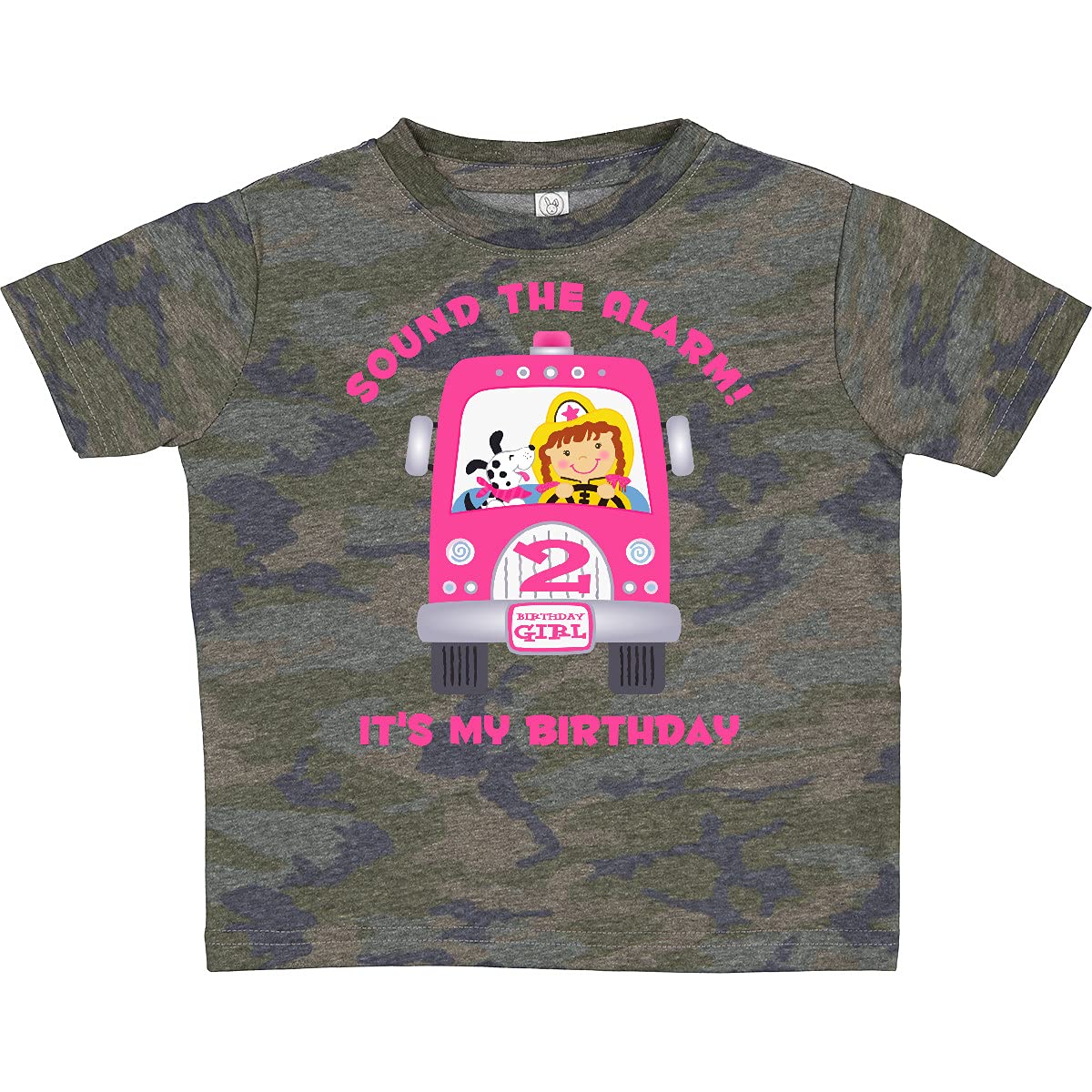 Fire Truck Girl 2nd Birthday Toddler T-Shirt - Cute Toddler Outfit for Party & Photo Shoots