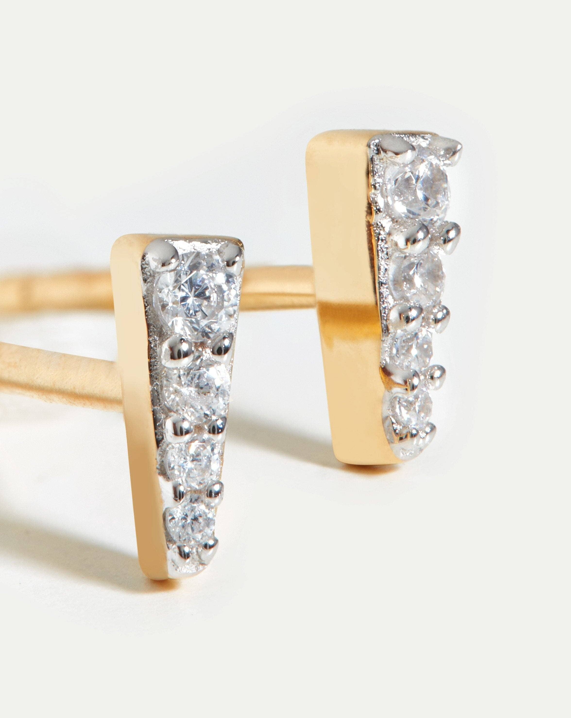 Celestial Pave Spike Stud Earrings - 18k Gold Vermeil & Cubic Zirconia Earrings for Women | Elegant Everyday Jewelry, Perfect for Parties, Weddings & Special Occasions