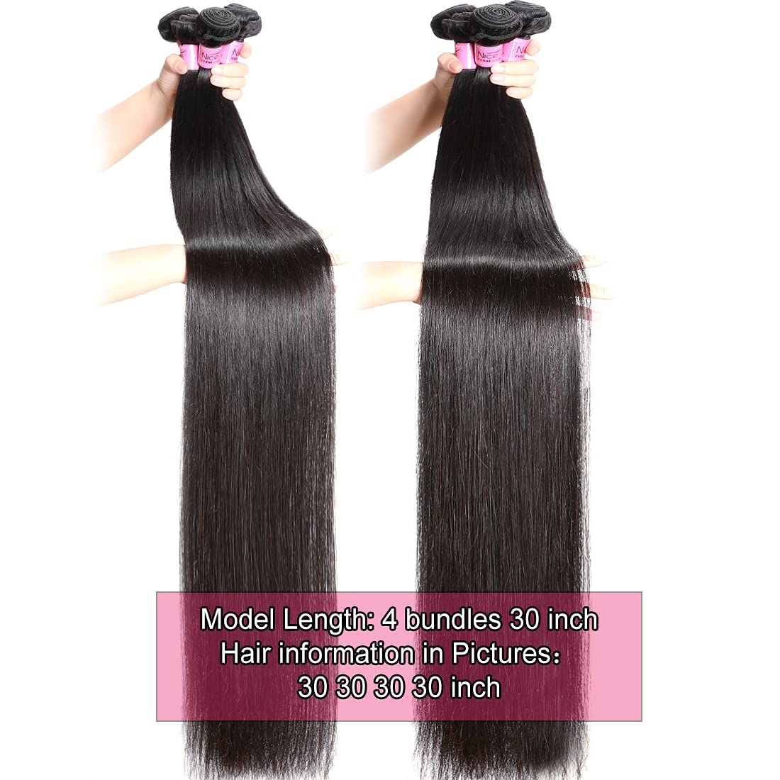 UNICE 10A Malaysian Straight Virgin Human Hair Weaves Extensions - 4 Bundles Unprocessed 100% Human Hair (24 26 28 30 Inch) for Natural Look & Styling Versatility | Perfect for Daily Wear, Parties & Special Occasions