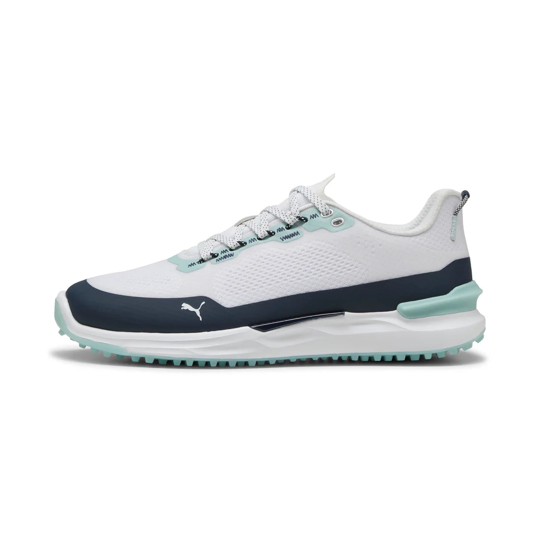 Puma Ignite Elevate X Spikeless Golf Shoes for Men - White/Navy - Comfortable & Lightweight Spikeless Golf Footwear for Driving Range & Course Play