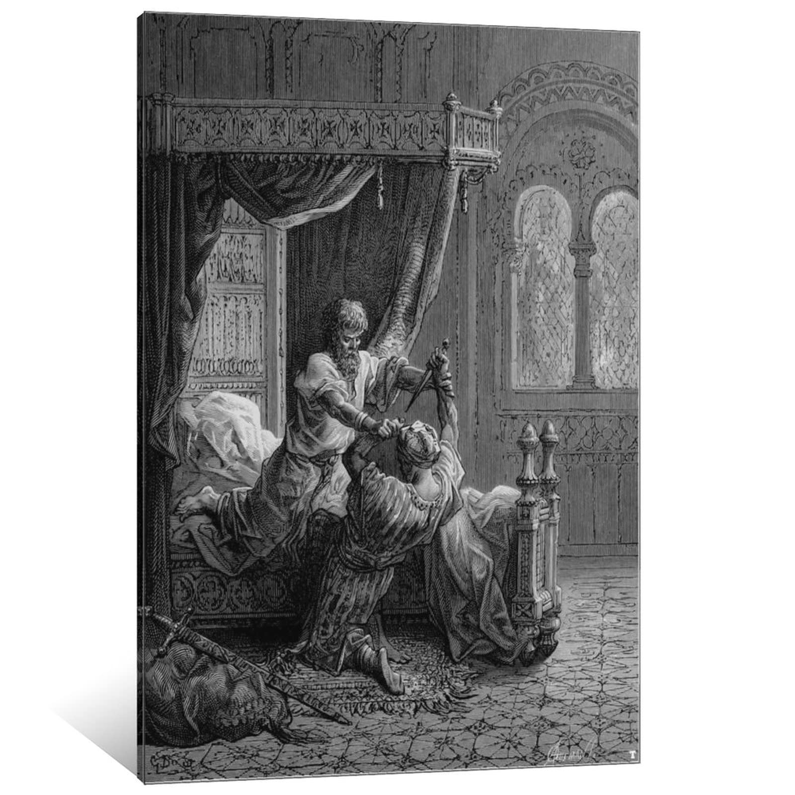 Gustave Dore Edward I of England Kills His Would-Be Assassin Canvas Art Print - 24x36 Inch (60x90cm) Historical Wall Decor for Living Room, Bedroom & Office