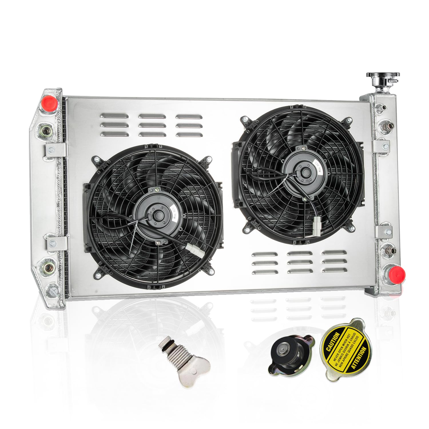 ALLOYWORKS 3 Row Aluminum Radiator Fan Shroud Kit with Relay for 1988-1999 Chevy GMC C/K Series (C1500 C2500 C3500 K1500 K2500) - Fits 5.0L & 5.7L V8 Engines, OEM CU622, 17.25