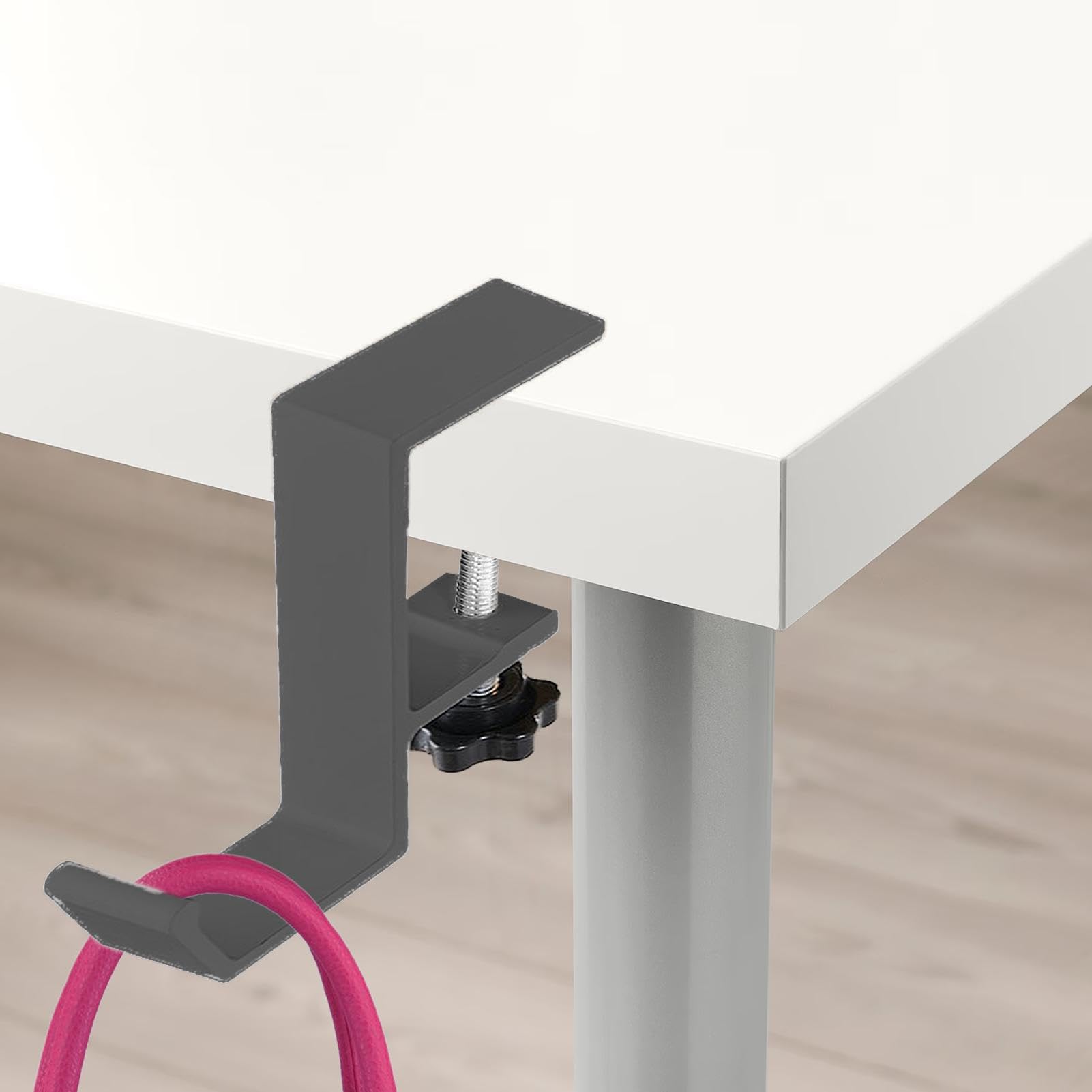 Aluminum Alloy Under Desk Headphone Hook - Heavy Duty Office Hook for Headphones, Bags & Backpacks - Space Saving Desk Organizer for Home & Office Use