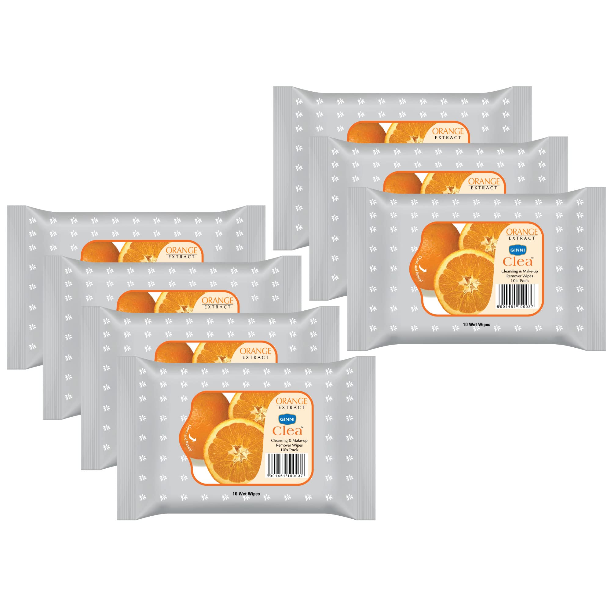 GINNI CLEA Facial Cleansing Wipes - Makeup Remover & Moisturizing Wet Tissues with Orange Freshness (70 Count) | Gentle for Sensitive Skin, Perfect for Travel & Daily Skincare Routine