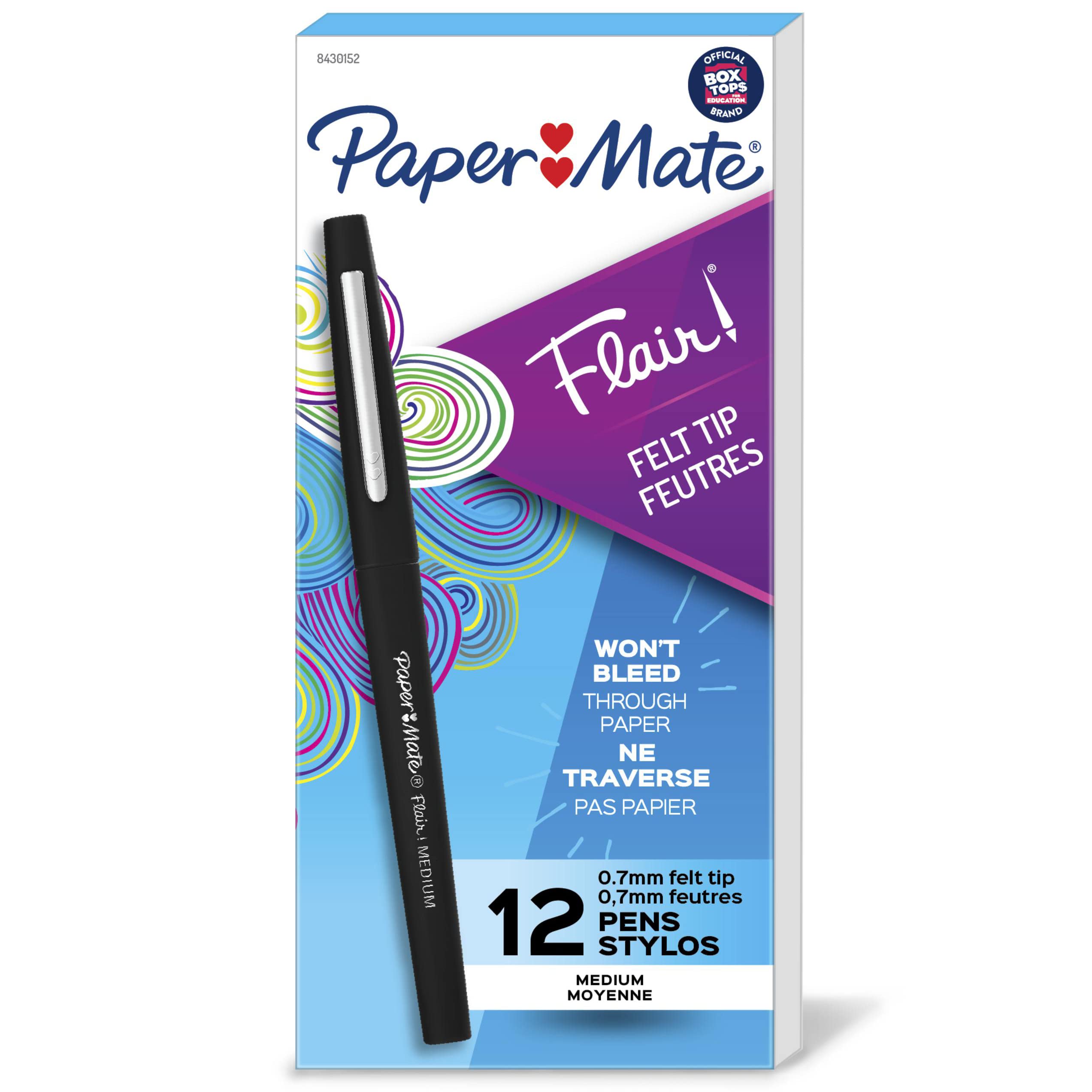 Paper Mate Flair Point-Guard Porous Point Pens - 12 Pack Black Felt Tip Pens for Writing, Journaling & Office Use - Smooth No-Bleed Ink for Notes, Coloring & Crafting