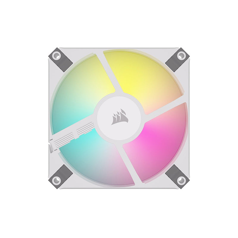 Corsair AF120 RGB SLIM WHITE 120mm x 15mm Fluid Dynamic RGB LED Fan - Dual Pack with Lighting Node CORE - Perfect for PC Case Cooling and Custom RGB Lighting Setup