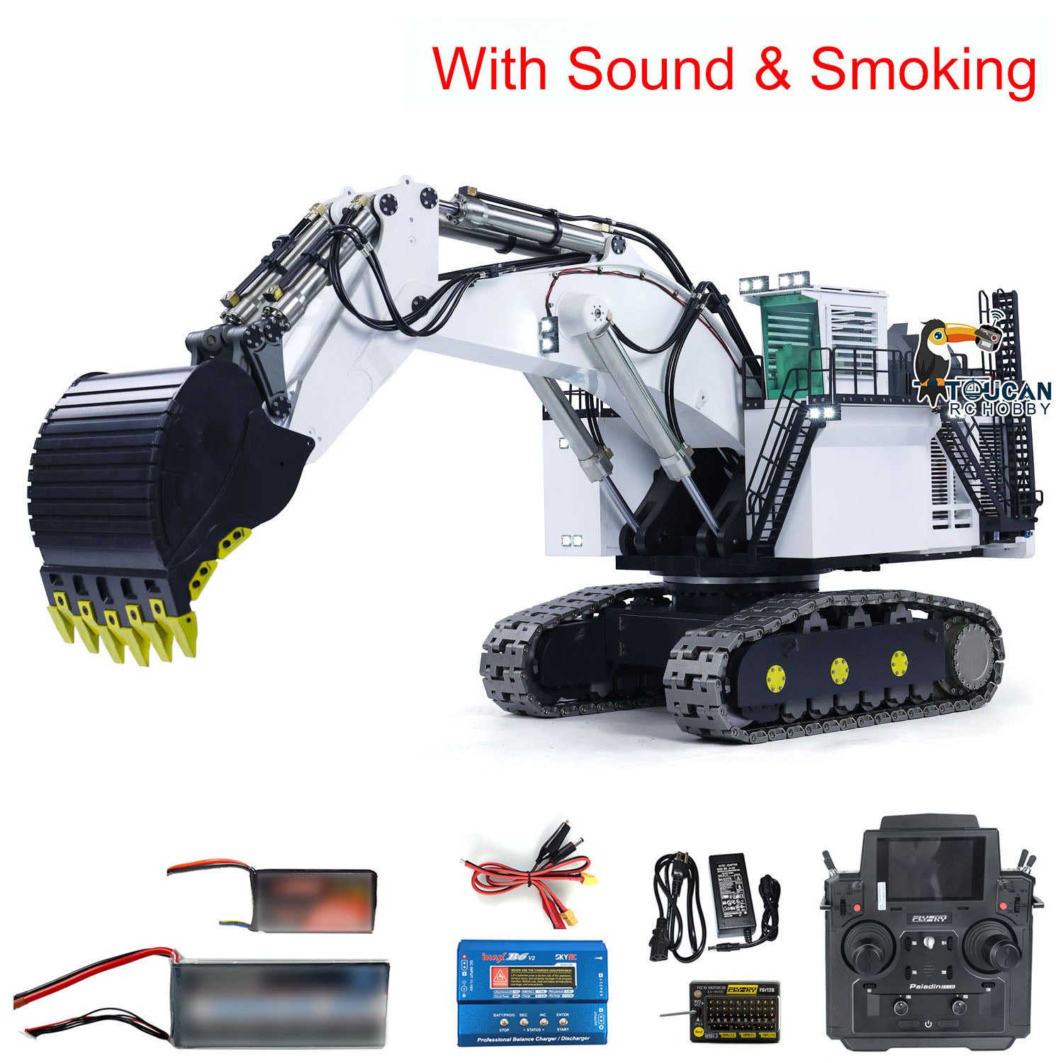 1/25 R9800 Hydraulic RC Excavator Toy - RTR Double Pump Radio Controlled Construction Vehicle with Sound, Light & Smoke Effects | Upgraded Version for Kids & Adults | Construction Site Play, Backyard Digging, STEM Learning