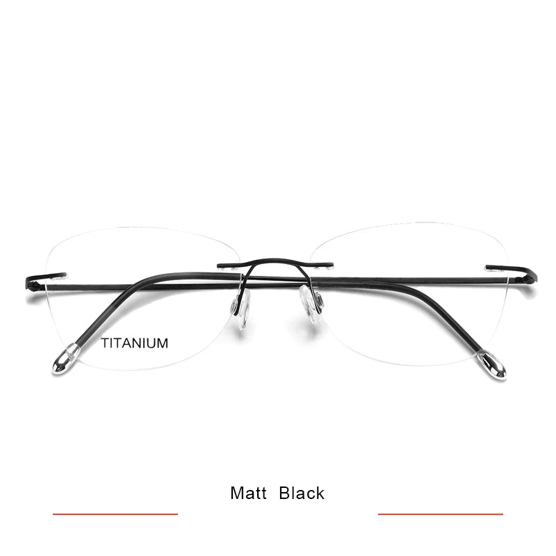 Brightzone Unisex Rimless Polygon Square Titanium Eyeglasses 71613 - Lightweight Durable Frame for Work, Reading & Fashion | Trendy Square Glasses for Men & Women