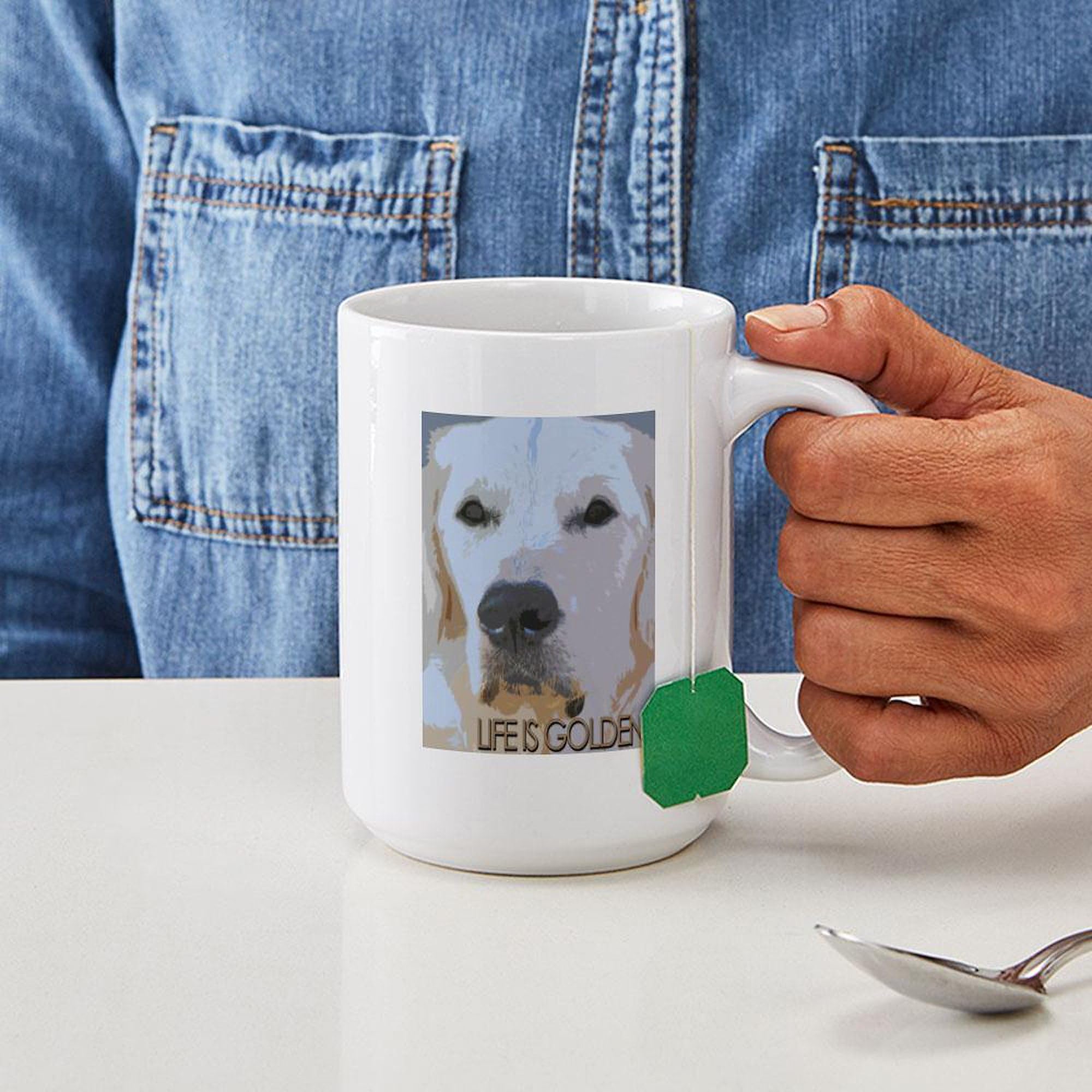 Life Is Golden 15 oz (444 ml) Ceramic Coffee Mug - Perfect for Tea, Hot Chocolate & Office Use - Funny Inspirational Gift for Friends & Coworkers
