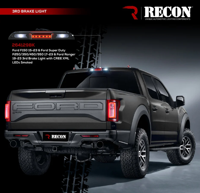 Ford Ranger 2019 2020 3rd Brake Light Replacement - CREE XML LED with Clear Lens - Does Not Fit OEM Cargo Bed Camera Models - Perfect for Off-Roading & Night Driving Safety