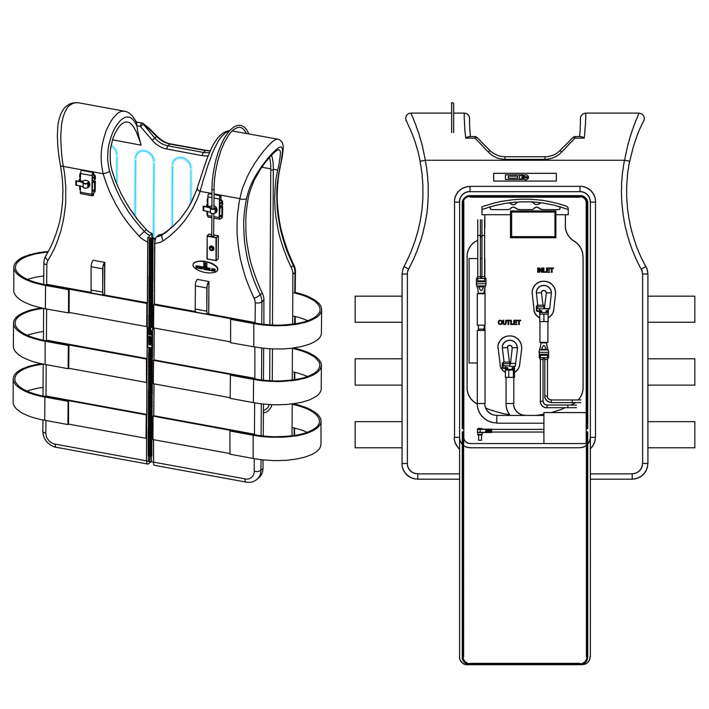 Black UniVest ICE Cooling System - 2.5L Hydration Bladder with Flow Control for Outdoor Work & Sports | Cooling Vest for Construction, Hiking, Running & Hot Weather Activities