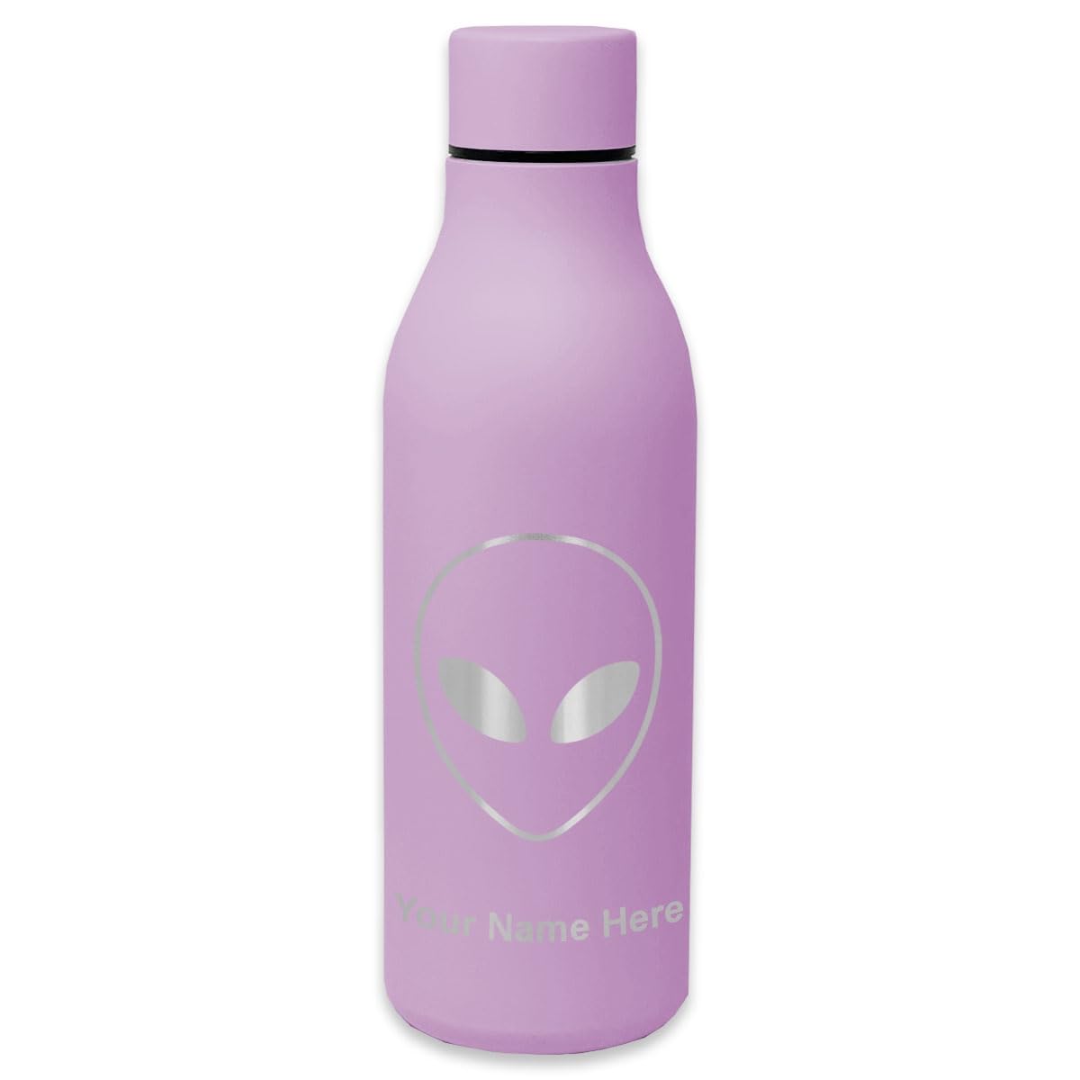 LaserGram Double Wall Vacuum Insulated Stainless Steel Water Bottle with Alien Head Design - Personalized Engraving Included - Keeps Drinks Hot/Cold for 24 Hours - Perfect for Gym, Hiking, Office & Outdoor Activities