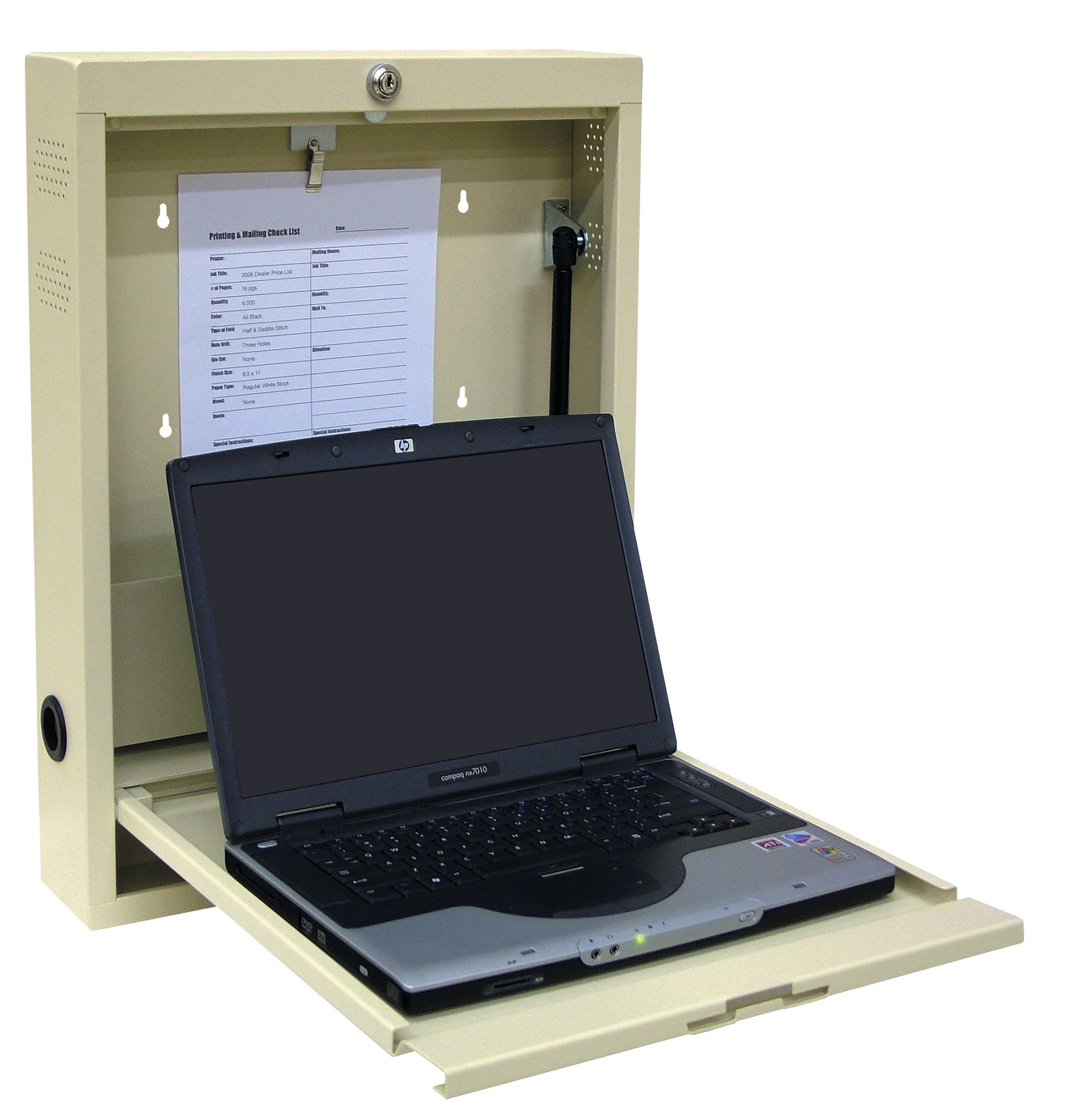 Omnimed 291559-BG Adjustable Laptop Wall Desk - Space-Saving Beige Foldable Workstation for Home Office, Bedroom & Small Spaces | Perfect for Remote Work, Studying & Compact Living