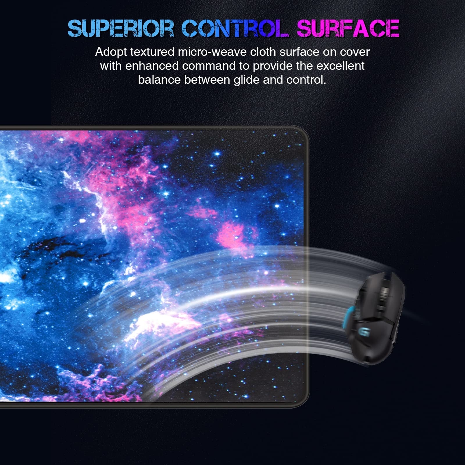 ETZ Large Gaming Mouse Pad 31.5 x 11.8 Inches - Non-Slip Rubber Base, Stitched Edges, Waterproof Desk Mat for PC, Laptop, Office & Home Use - Perfect for Gaming, Work, and Study