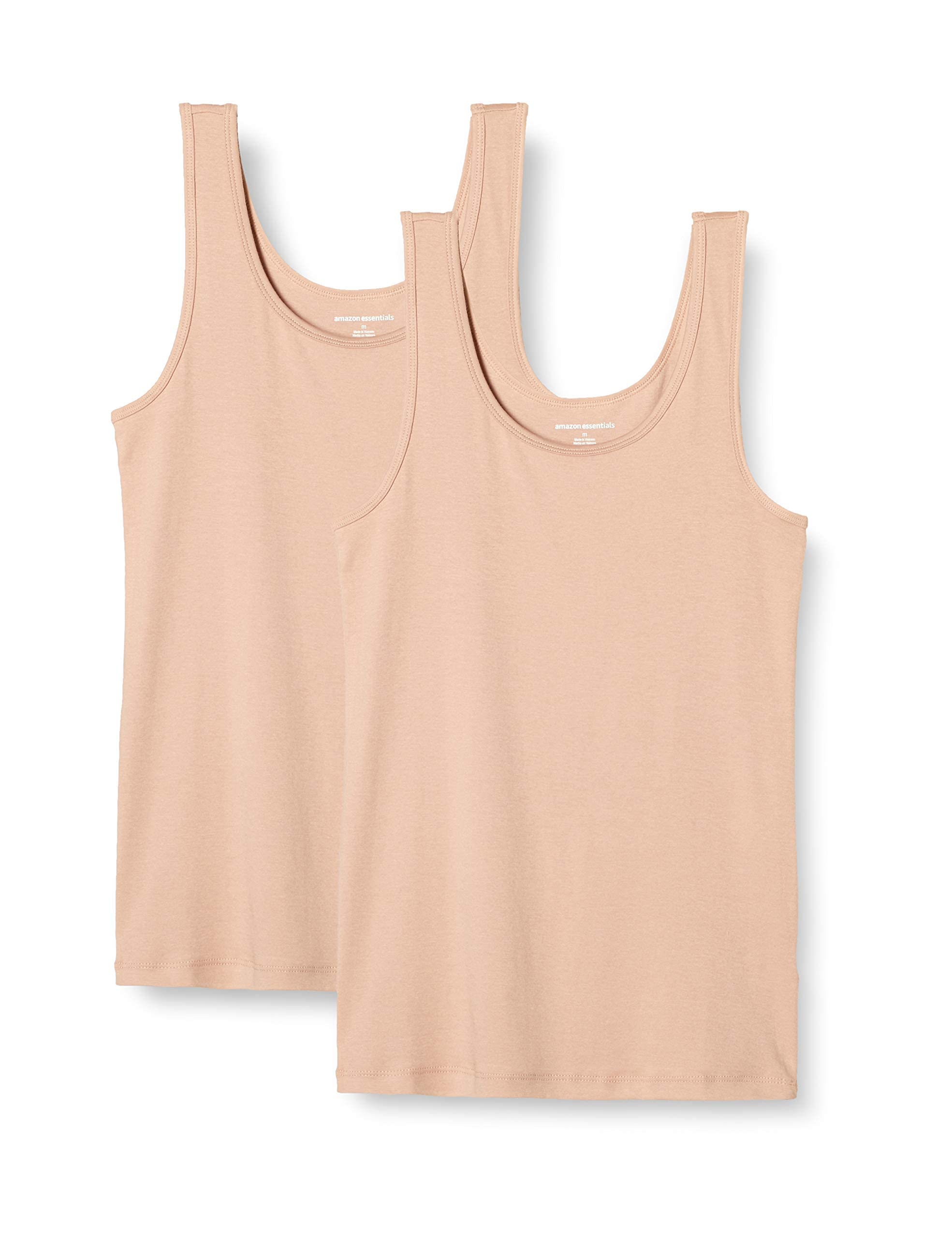 Amazon Essentials Women's Slim-Fit Tank Tops - 2 Pack | Soft Stretch Camisoles for Layering, Workout & Casual Wear | Comfortable Everyday Basic Tops