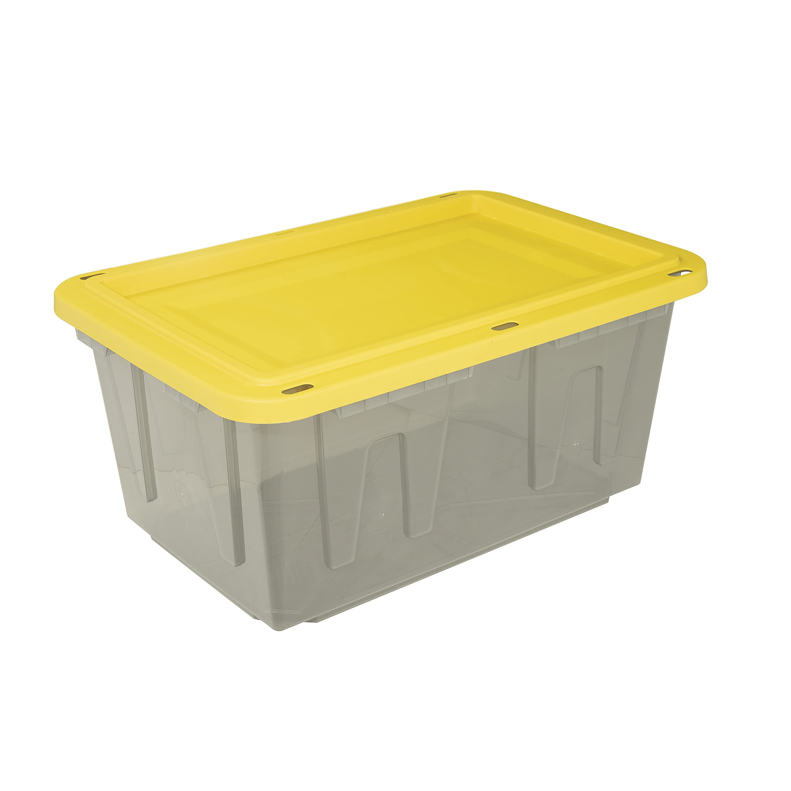 Durable 27 Gallon Black & Yellow Storage Containers (4-Pack) - Heavy Duty Tinted Plastic Bins for Garage Organization, Moving Supplies & Home Storage Solutions
