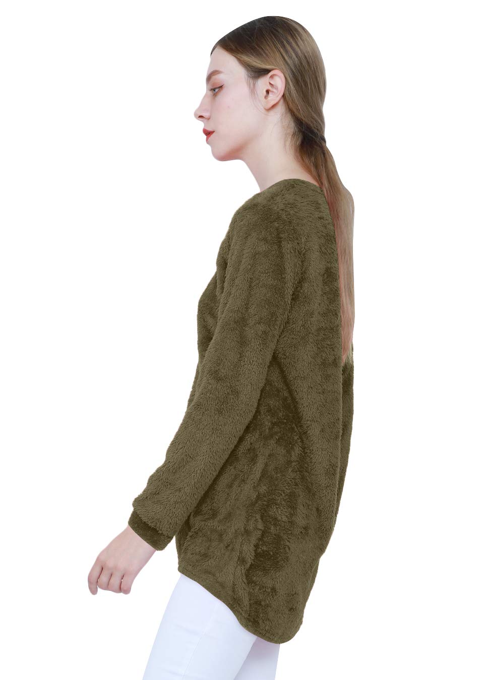 EFOFEI Women's Long Sleeve Fluffy Fuzzy Sweater - Soft Mohair Knit Pullover Jumper for Casual Wear | Cozy Winter Outfits & Fall Layering