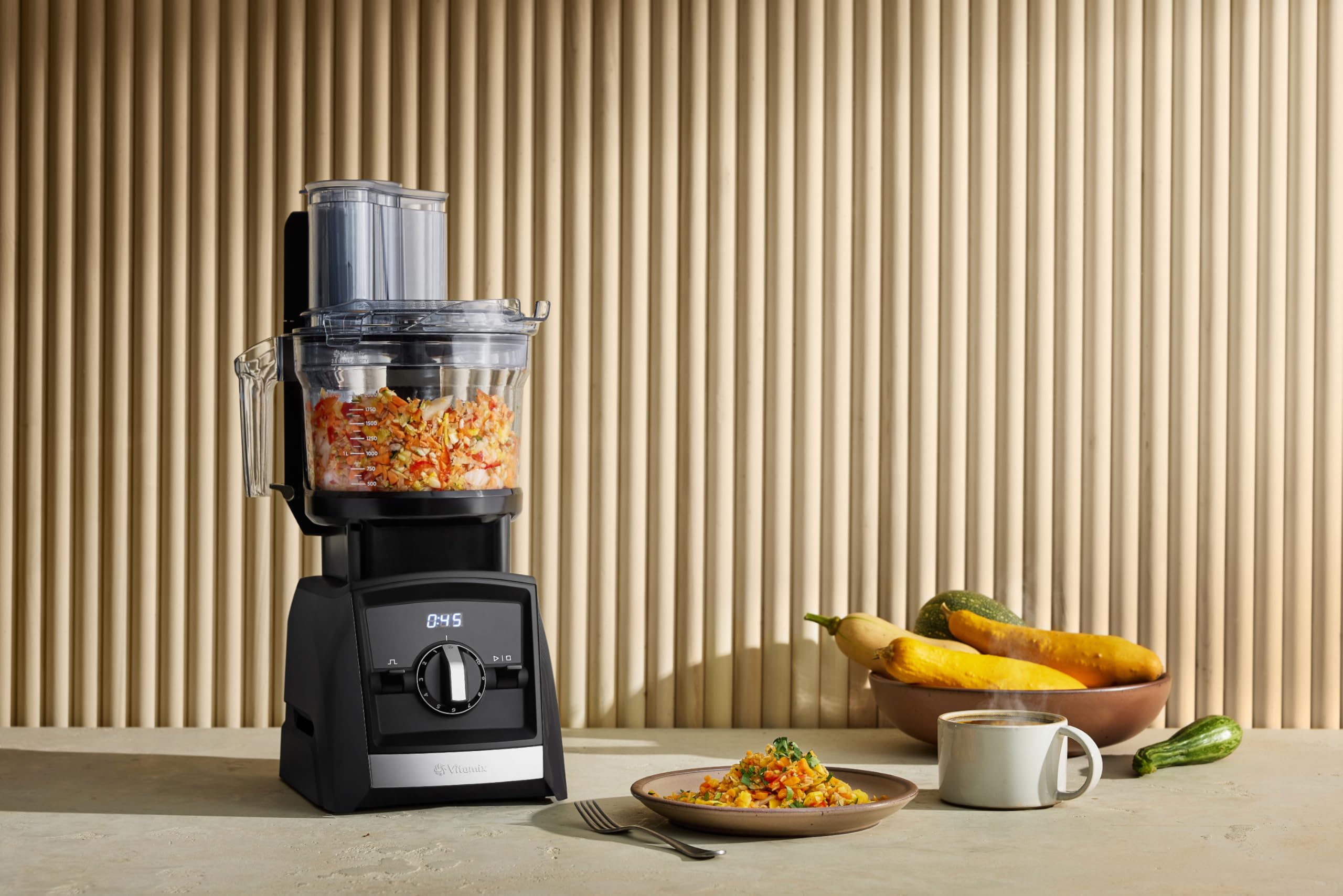 Vitamix 12-Cup Food Processor Attachment with SELF-DETECT™ Technology - Compatible with Ascent & Venturist Series Blenders - Perfect for Chopping, Slicing & Shredding - Ideal for Meal Prep, Smoothies & Healthy Cooking (Black)