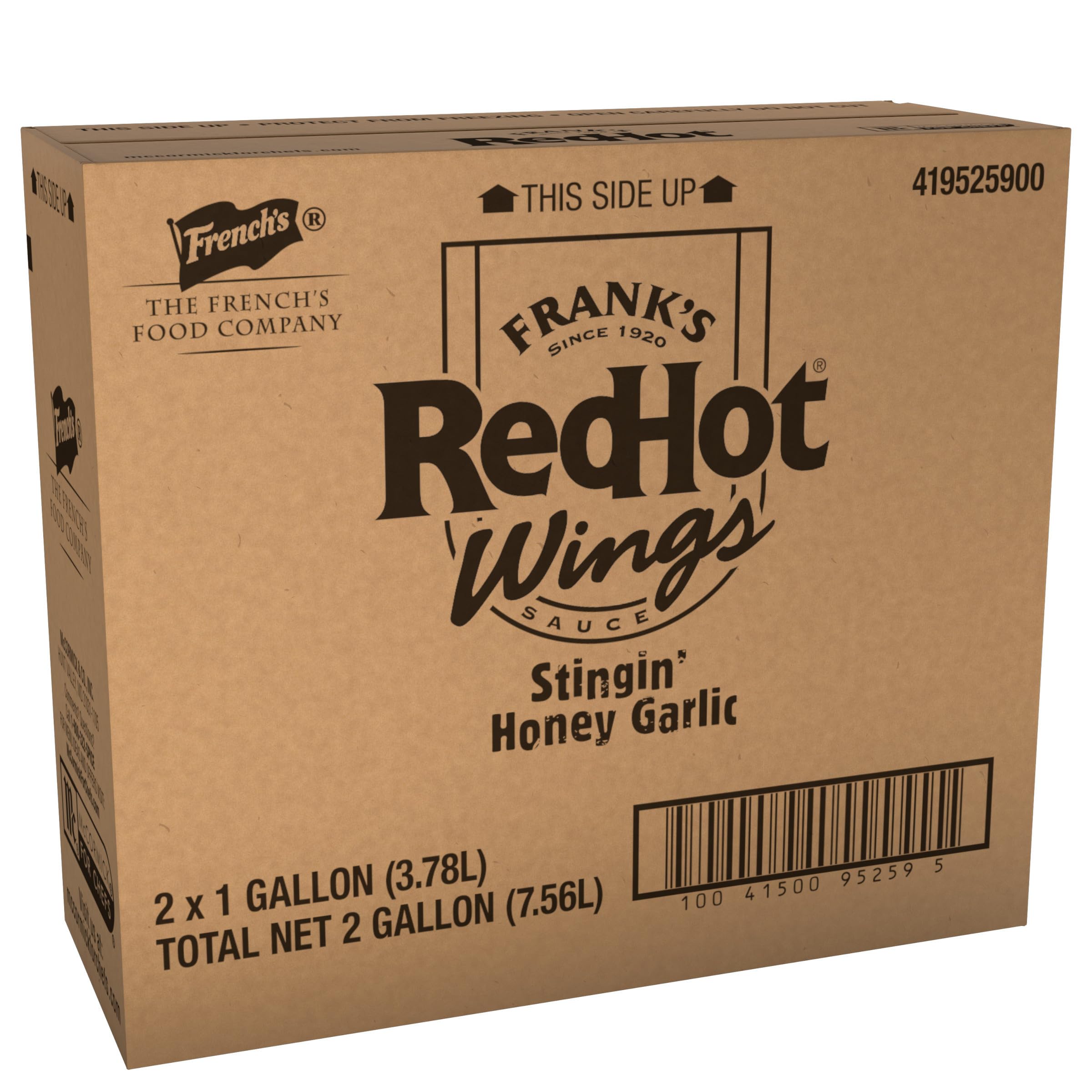 Frank's RedHot Stingin' Honey Garlic Sauce - 2 Gallon Bulk Pack (1 gal x 2) - Perfect for Wings, Chicken, Veggies, Dips & BBQ - Spicy Sweet Garlic Flavor for Restaurants, Catering & Home Cooking