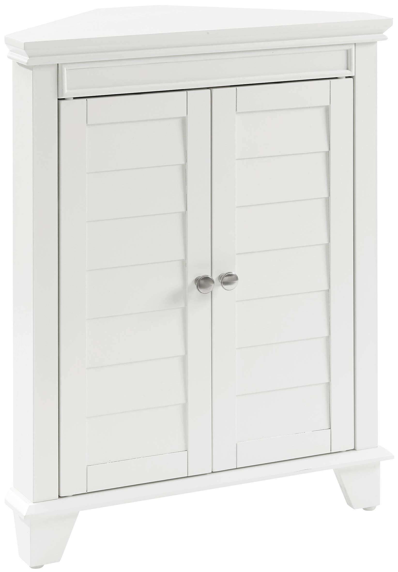 Crosley Lydia White Corner Storage Cabinet with Shelves - Bathroom Organizer & Home Decor for Small Spaces, Bedroom, Living Room, Entryway