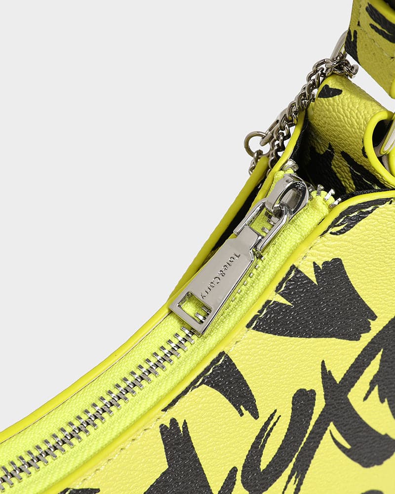 Trendy Yellow Graffiti Shoulder Bag for Women & Men - Stylish Crossbody Purse for Streetwear, Travel & Daily Use