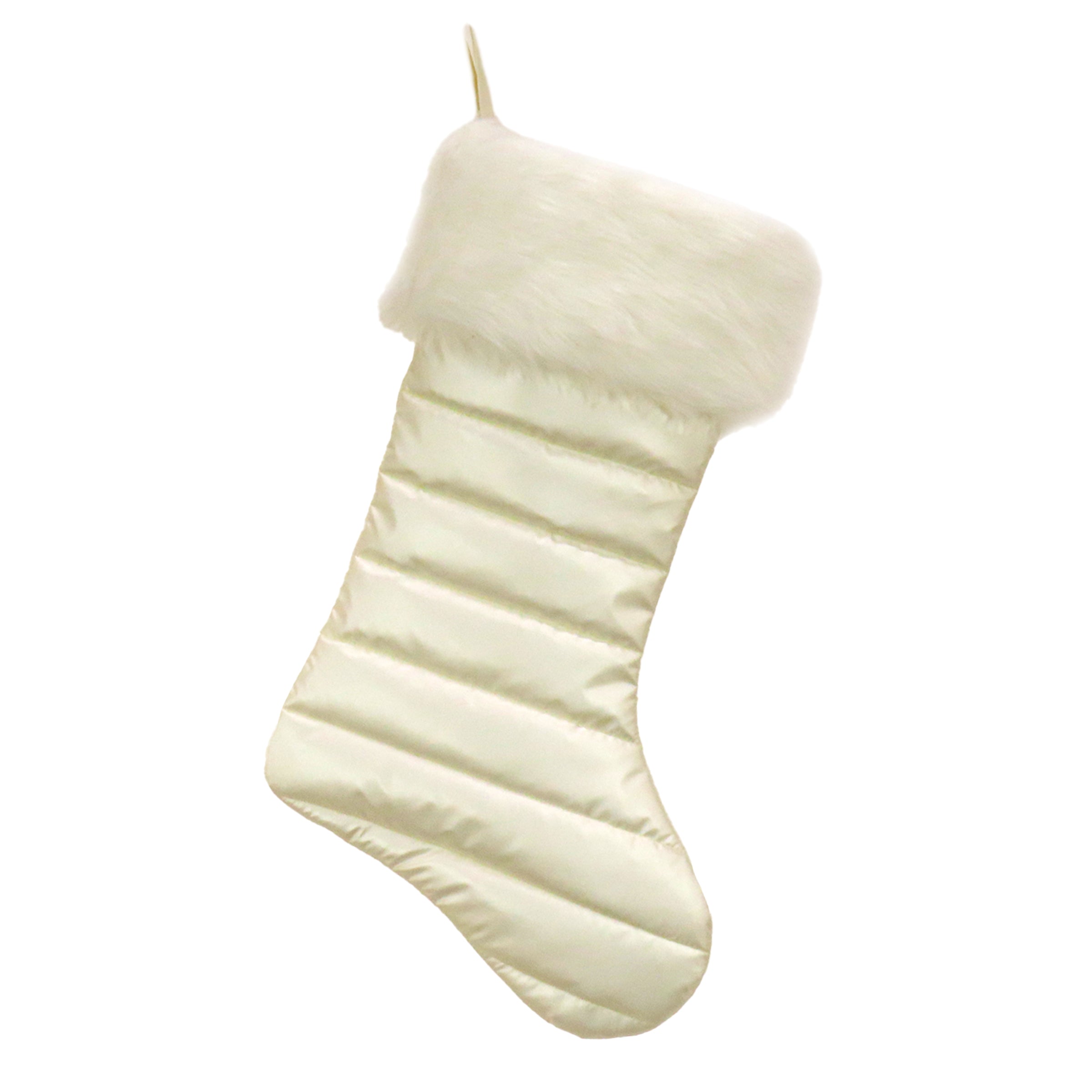 20 Inch HGTV Home Collection Puffy Coat Stocking - White, Christmas Decoration for Fireplace Mantel, Tree Skirt, Holiday Home Decor