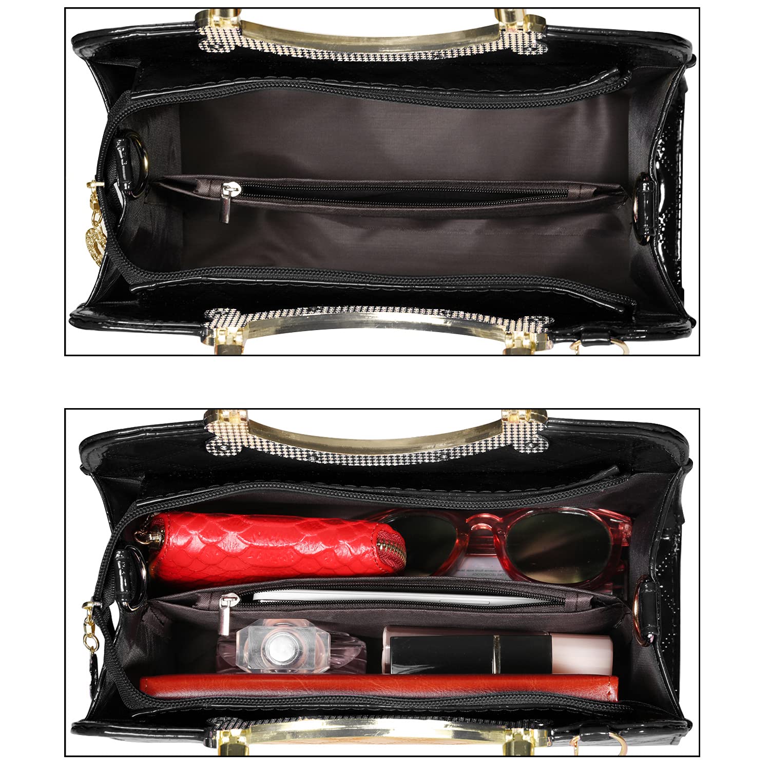 Shiny Patent Leather Women's Handbags - TIBES Fashion Top Handle Satchel Purse & Crossbody Shoulder Bag for Work, Party & Daily Use