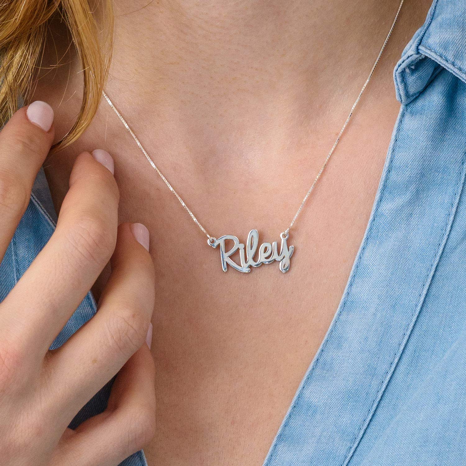 Personalized Cursive Name Necklace in Sterling Silver - Custom Engraved Jewelry for Women - Unique Gift for Her - Perfect for Anniversaries, Birthdays & Valentine's Day