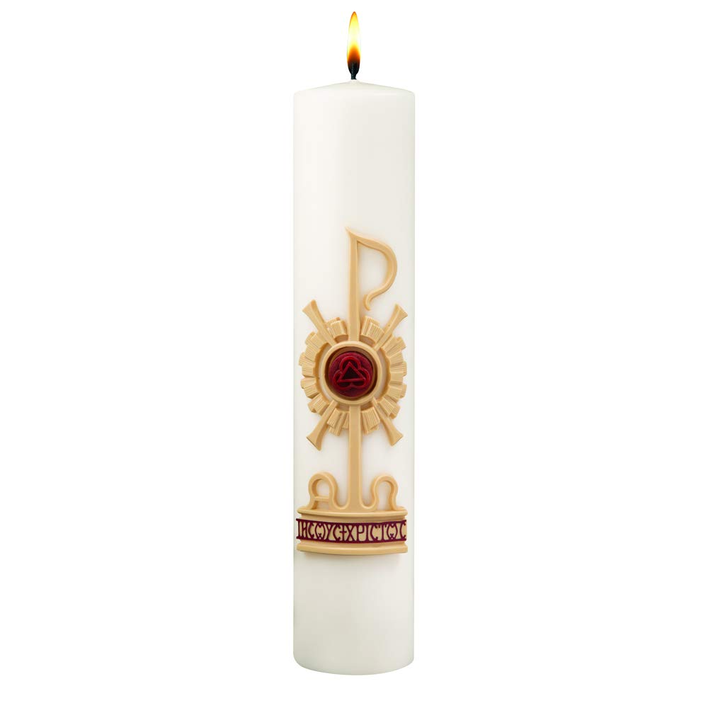 F.A. Dumont Free Standing Church Advent Candleholder with Candles - Traditional Christmas Decor for Home, Church & Holiday Celebrations