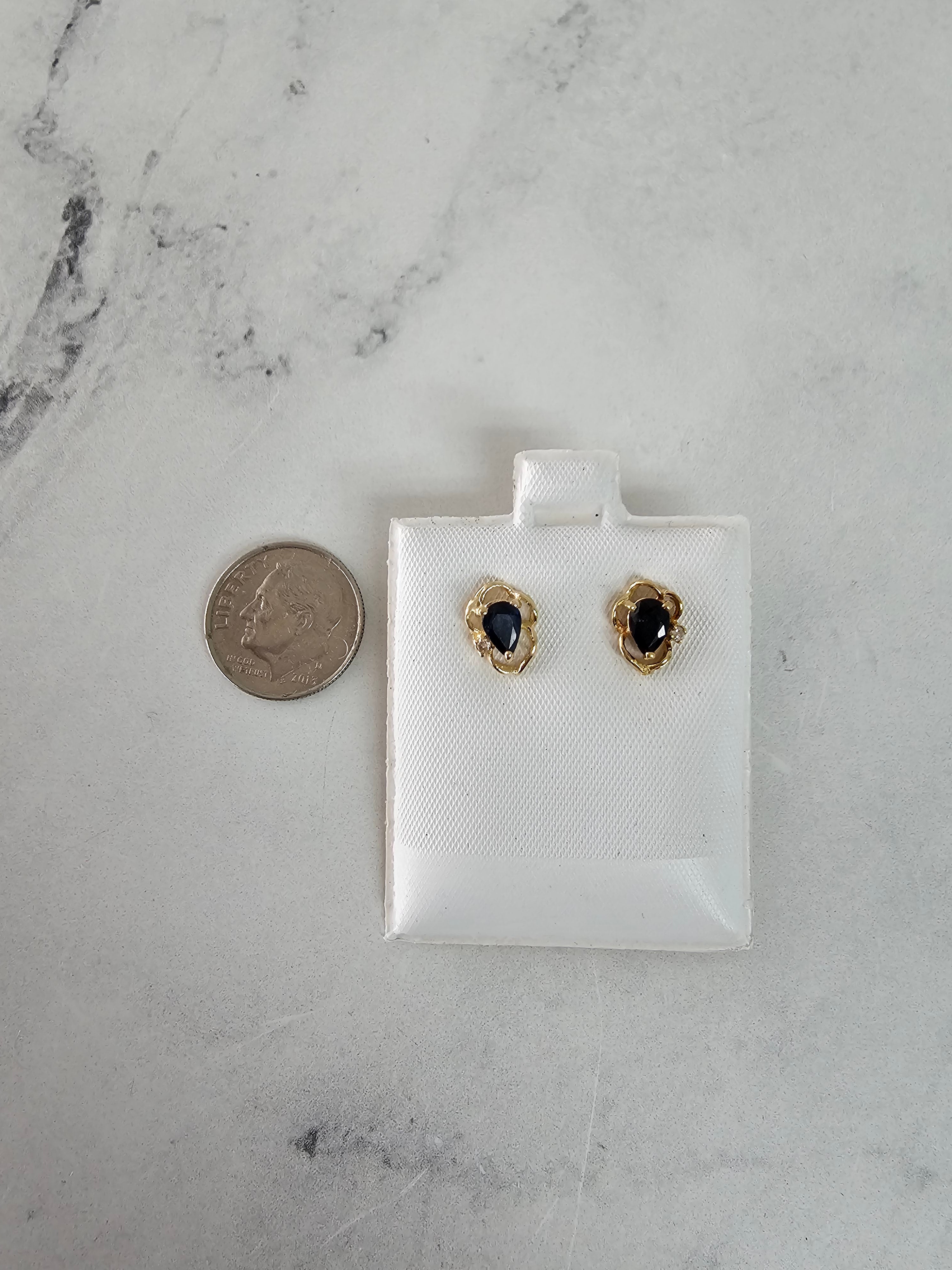Exquisite Teardrop Sapphire Stud Earrings with Diamond Accent - Perfect for Weddings, Parties & Special Occasions