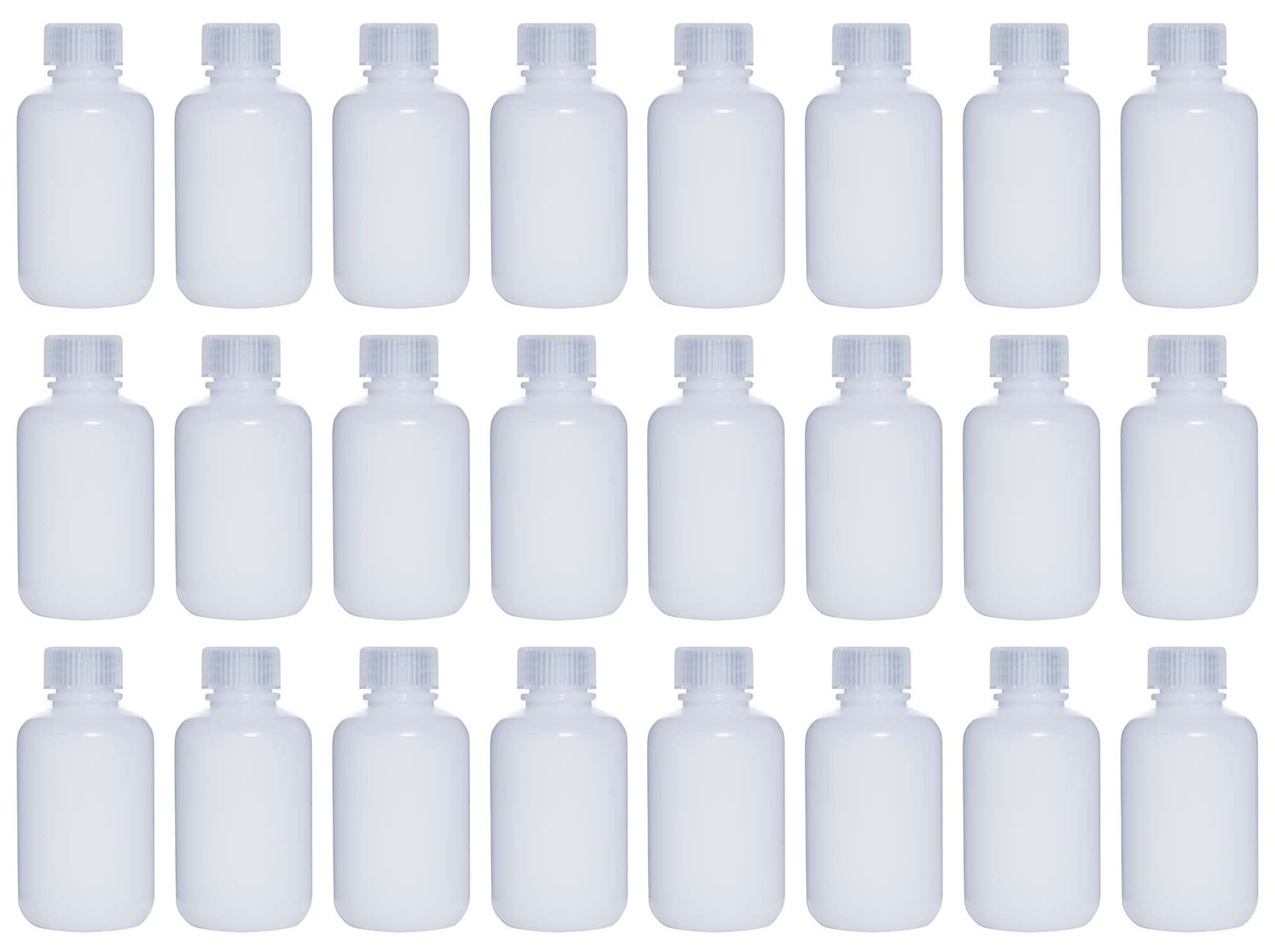 125ML 4OZ Narrow Mouth HDPE Plastic Reagent Bottles with Secure Caps - Pack of 24 - Ideal for Lab Chemicals, Essential Oils & DIY Storage Solutions