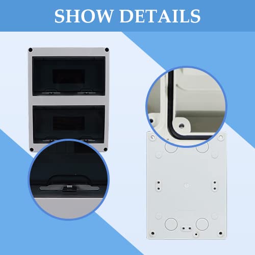 IP65 Rated 24-Way Waterproof Electrical Distribution Box - ABS Plastic Outdoor/Indoor Circuit Breaker Enclosure with DIN Rail (355x275x110mm) for Power Distribution, Solar Systems & Telecom Installations