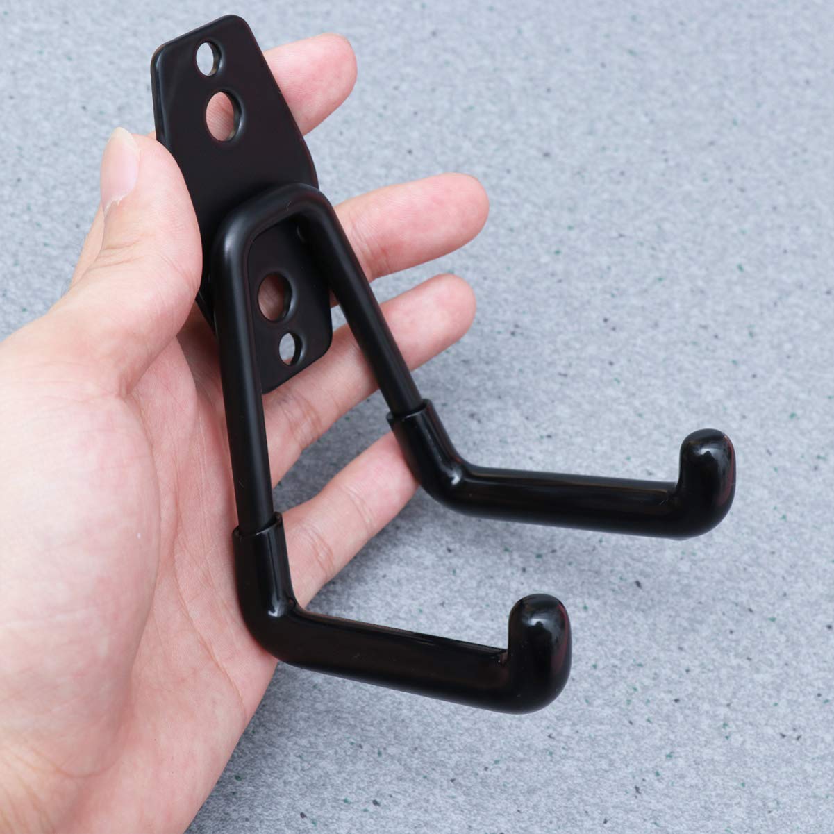 2 Pack Heavy Duty Black Wall Hooks for Handbags, Purses, Totes, Coats & Brooms - Durable Garage Storage Hangers for Bikes, Tools & Home Organization (Wall Mount)
