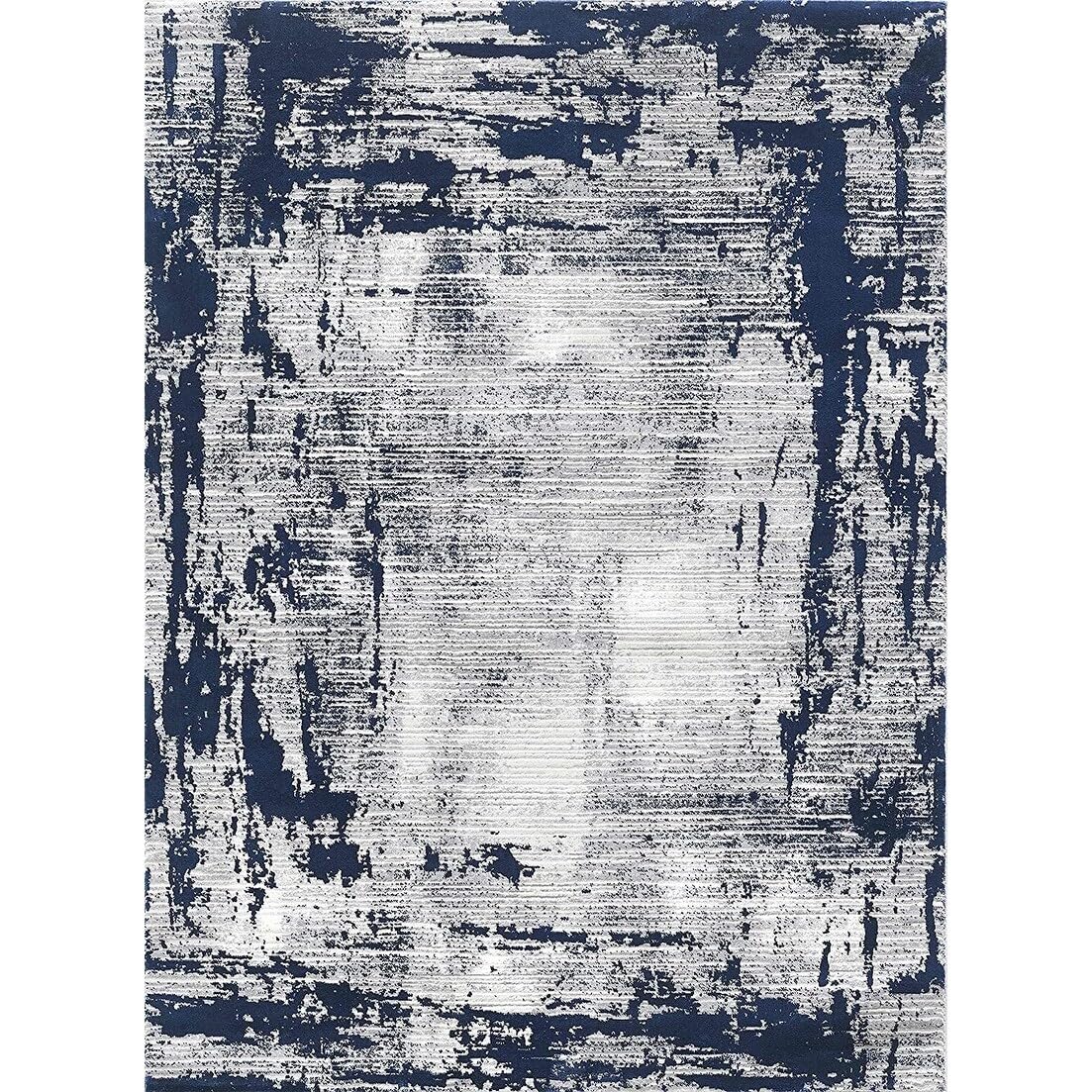 Boho Abrash Rugs - Marble Theme Navy Blue Gray & Multi Color Luxury Living Room Carpet - Thick Pile Ultra Soft Non-Shedding Area Rug for Home Decor - Perfect for Bohemian Style Bedroom, Lounge & Office Spaces