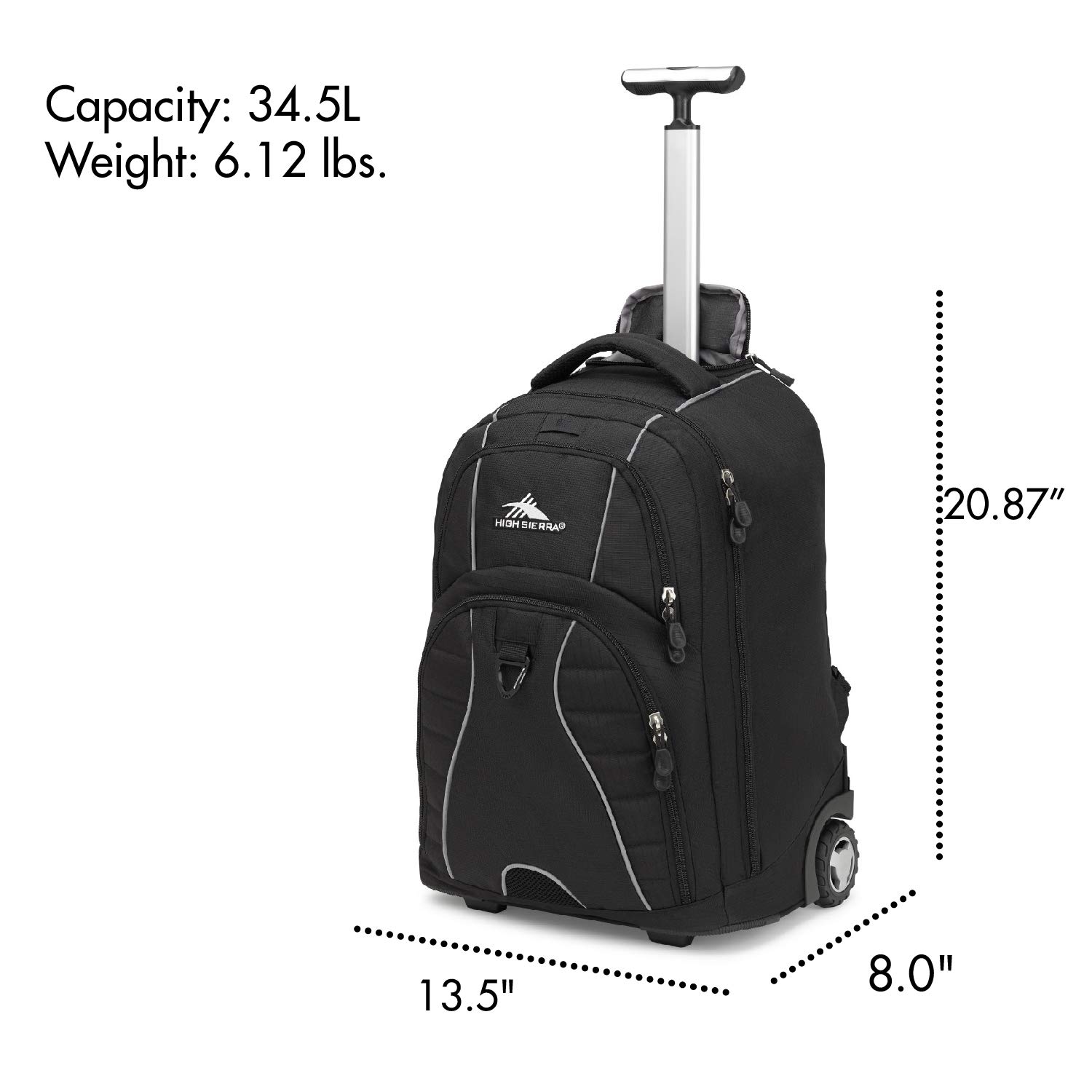 High Sierra Freewheel Wheeled Laptop Backpack - Durable Rolling Travel Backpack for 17-Inch Laptops, Black, One Size - Perfect for Business Travel, Commuting & College Students