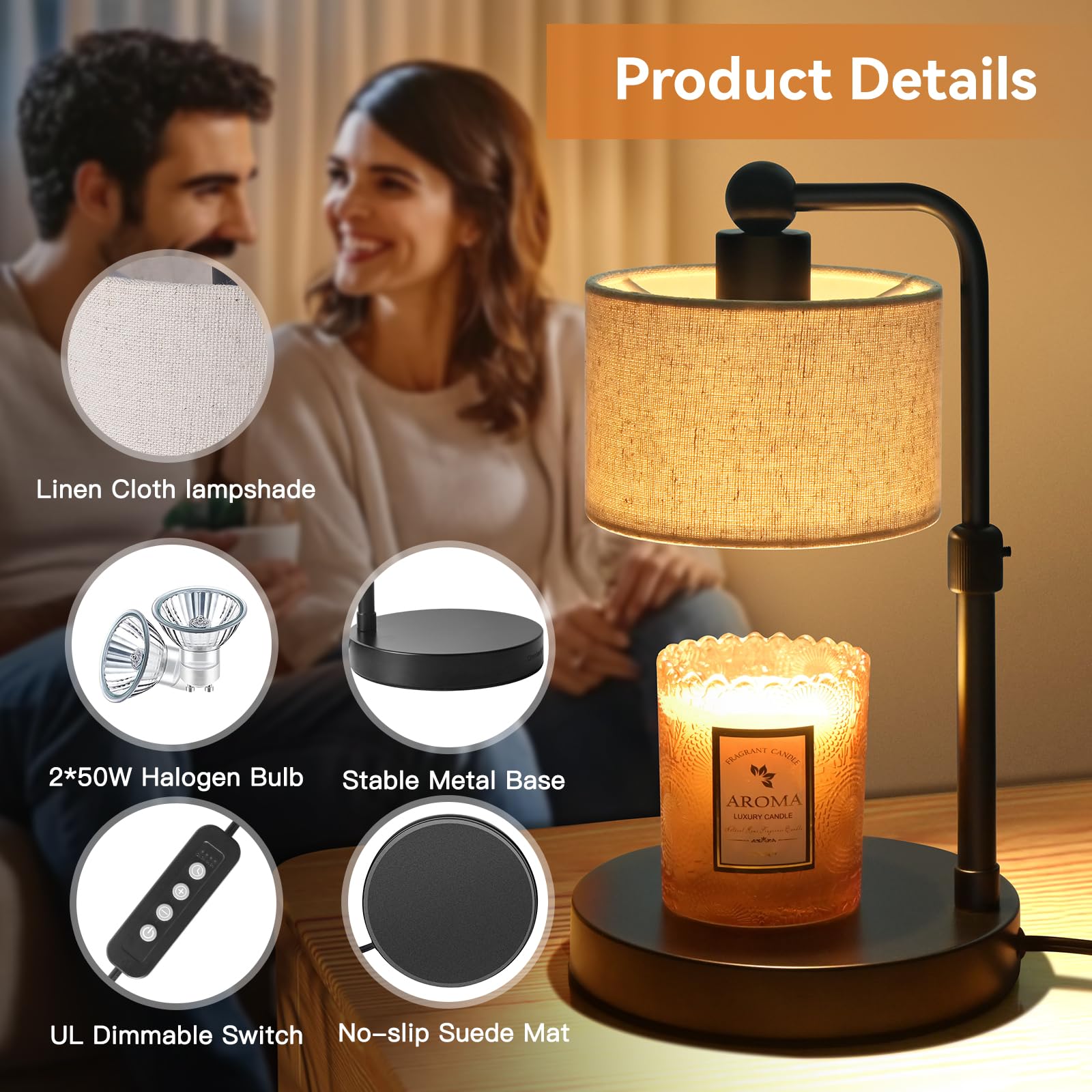 Adjustable Height Candle Warmer Lamp with Timer & 2 Bulbs - Home Decor for Bedroom, Living Room, Office - Perfect Housewarming, Mother's Day & Birthday Gift - Compatible with All Jar Candles, Wax Melts & Scentsy Warmers