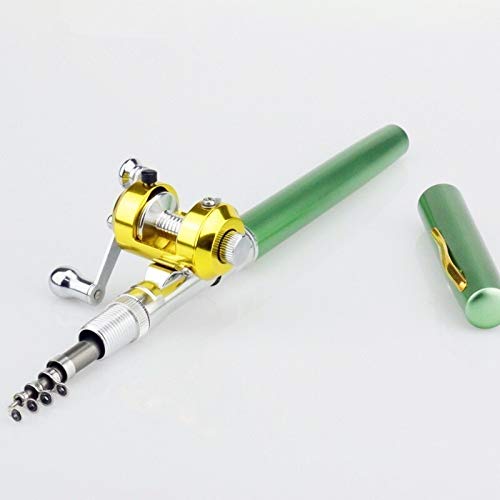 TOMYEUS Portable Telescopic Mini Fishing Rod - Compact Pen Shape Foldable Design with Reel Wheel for Outdoor, River & Lake Fishing | Perfect for Travel, Camping & Backpacking