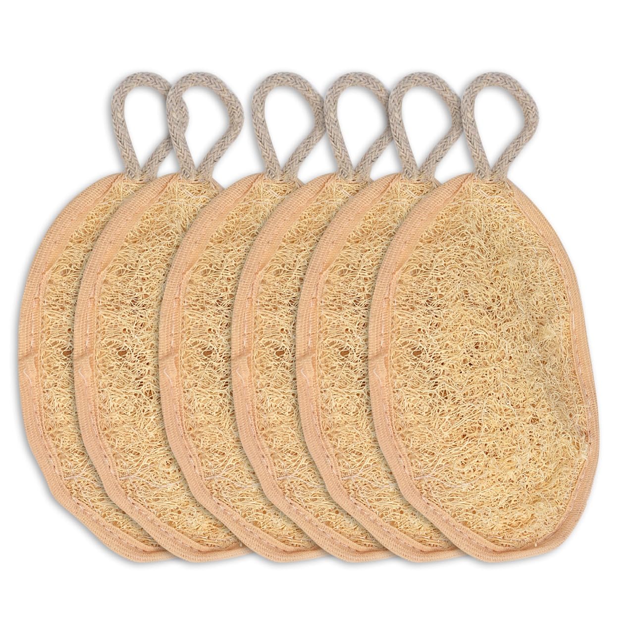 Organic Natural Loofah Body Wash for Women & Men | 100% Sun-Dried Lufa Sponge | Exfoliating Body Scrubber for Smooth Skin | Pack of 6 | Perfect for Shower, Bath & Spa Day at Home