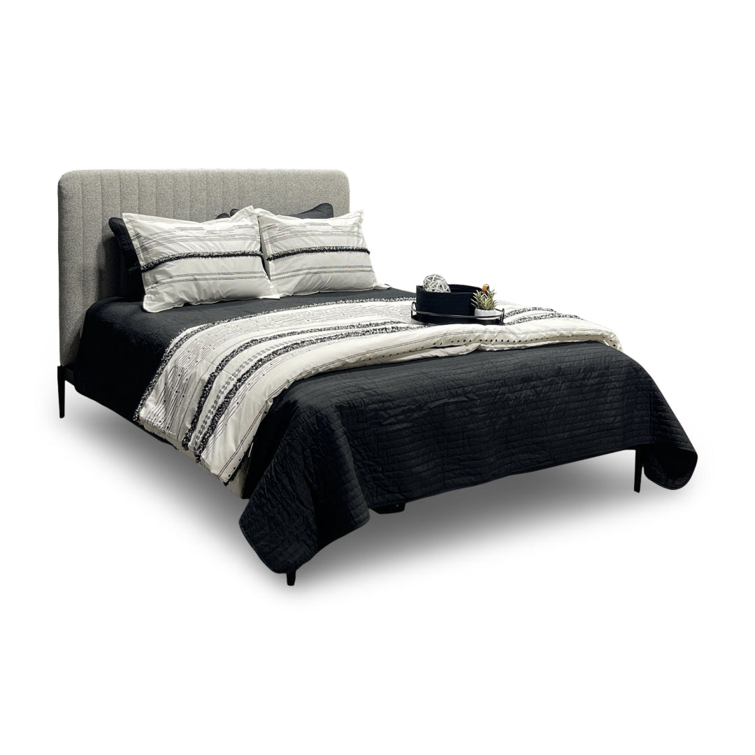 Mira Upholstered Queen Bed Frame with Button Tufted Headboard - Modern Fabric Platform Bed for Bedroom, Guest Room & Master Suite