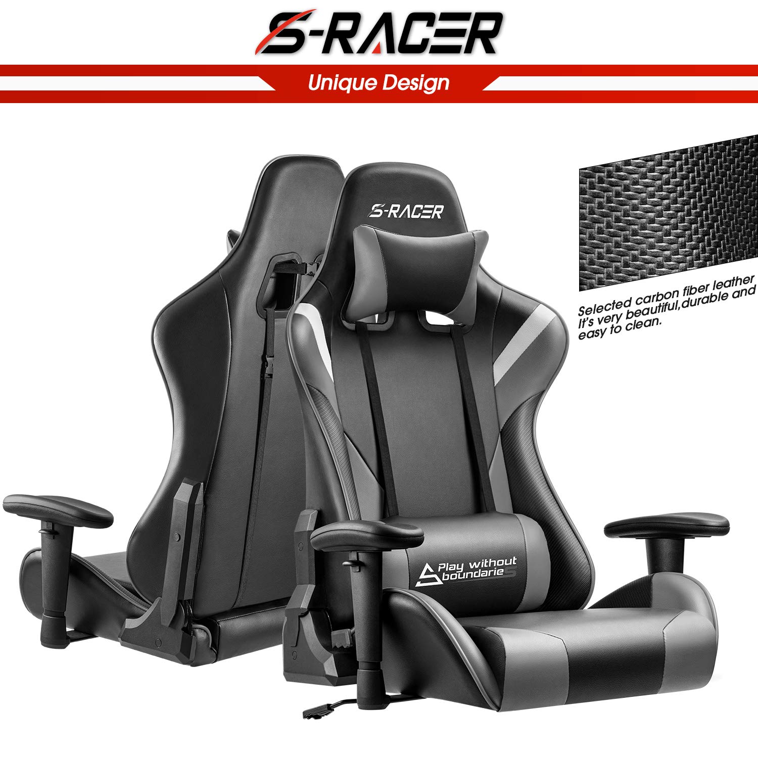 Ergonomic Video Gaming Chair for PC & Console - Comfortable Grey Gaming Seat for Long Hours Play | Perfect for Esports, Streaming & Home Office