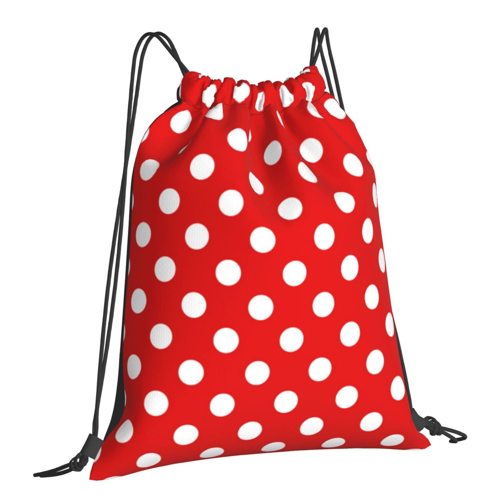 Septrainbow Red and White Polka Dot Drawstring Backpack - Waterproof Lightweight Gym Bag for Women, Men, Boys & Girls - Perfect for Travel, Sports, School & Beach Activities