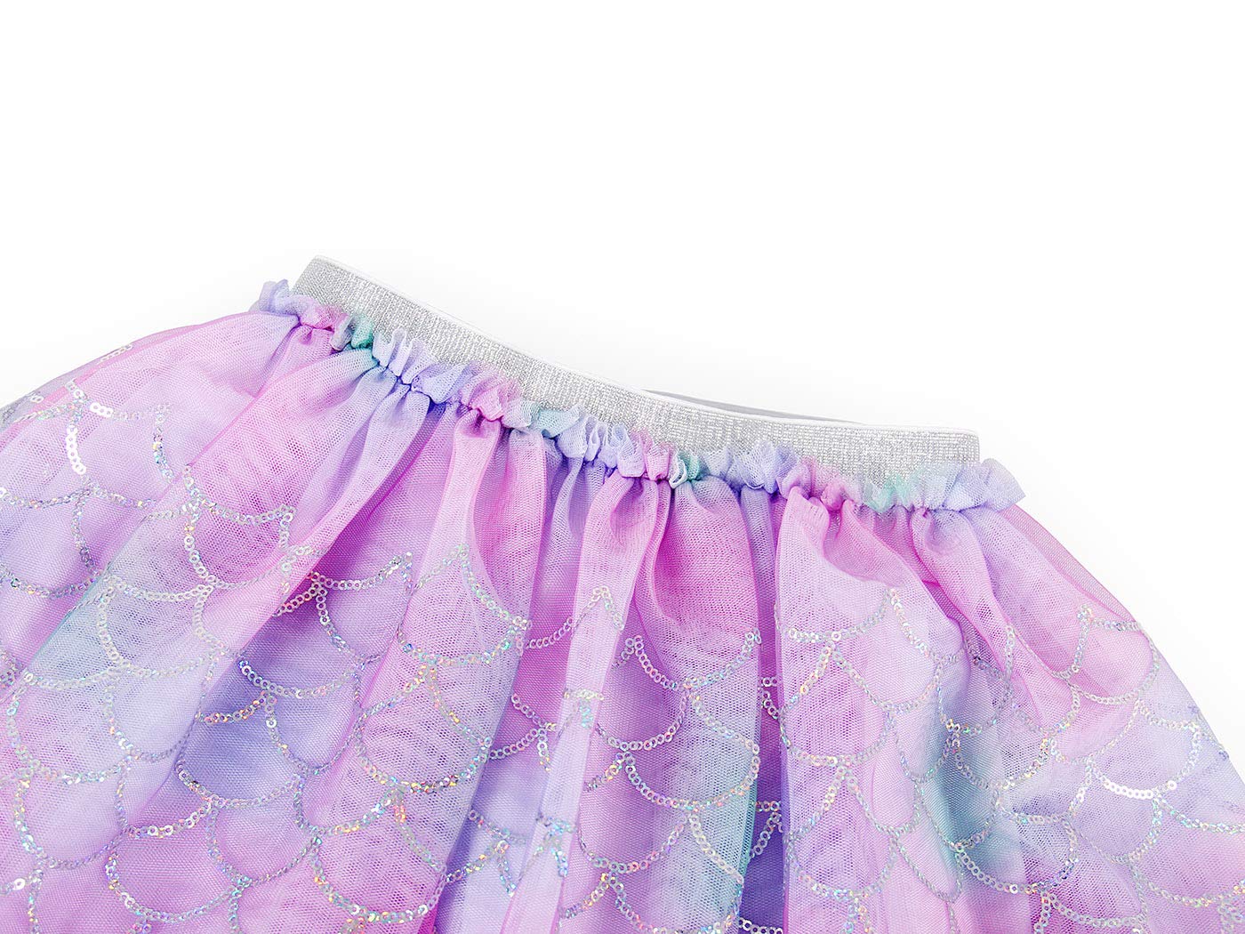 AmzBarley Girls Princess Mermaid Tutu Dress with Sequins - Sparkly Skirt for Birthday Party & Fancy Dress Up - Includes Mermaid Headband - Perfect for Halloween, Costume Parties & Photo Shoots