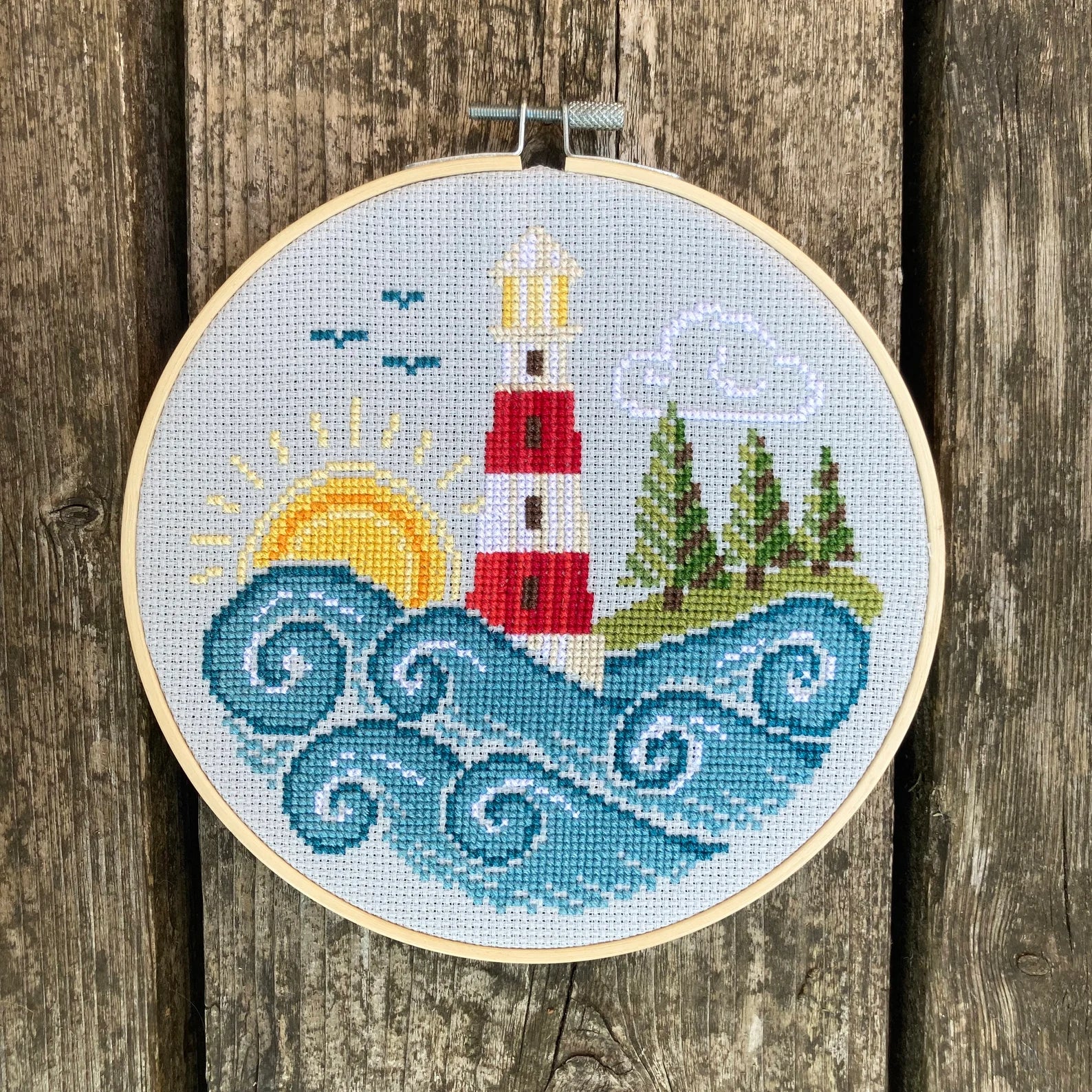 Going Coastal Cross Stitch Pattern PDF - Nautical Beach Themed Embroidery Design for Beginners - Perfect for Home Decor, DIY Gifts & Craft Projects