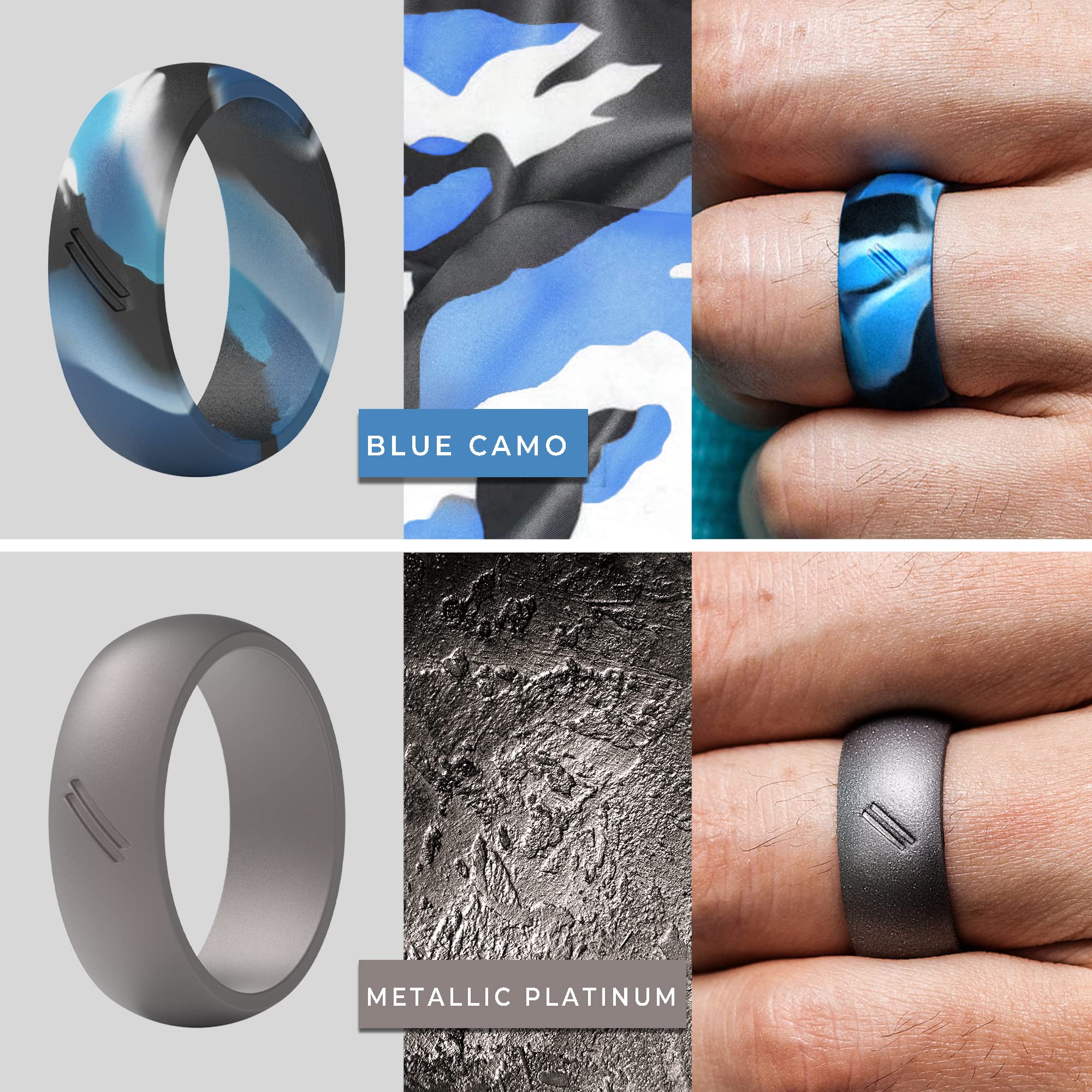 ThunderFit Silicone Wedding Rings for Men - 4 Pack Rubber Engagement Bands, 8.7mm Wide & 2.5mm Thick, Durable & Comfortable for Gym, Work, Travel & Outdoor Activities
