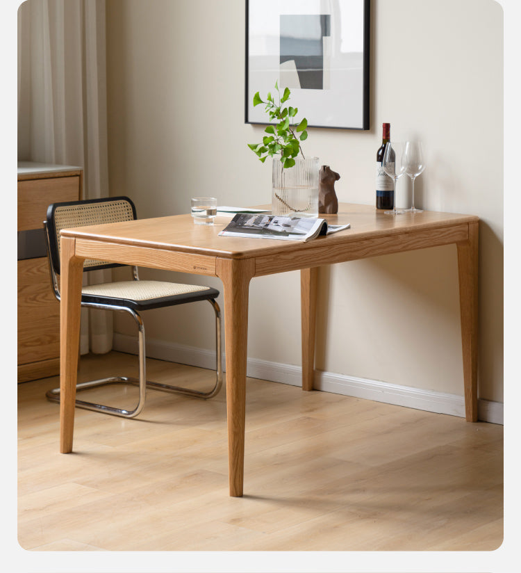 Solid Oak & Ash Wood Rectangular Dining Table - Rustic Log Style for Farmhouse, Cabin & Country Home Decor