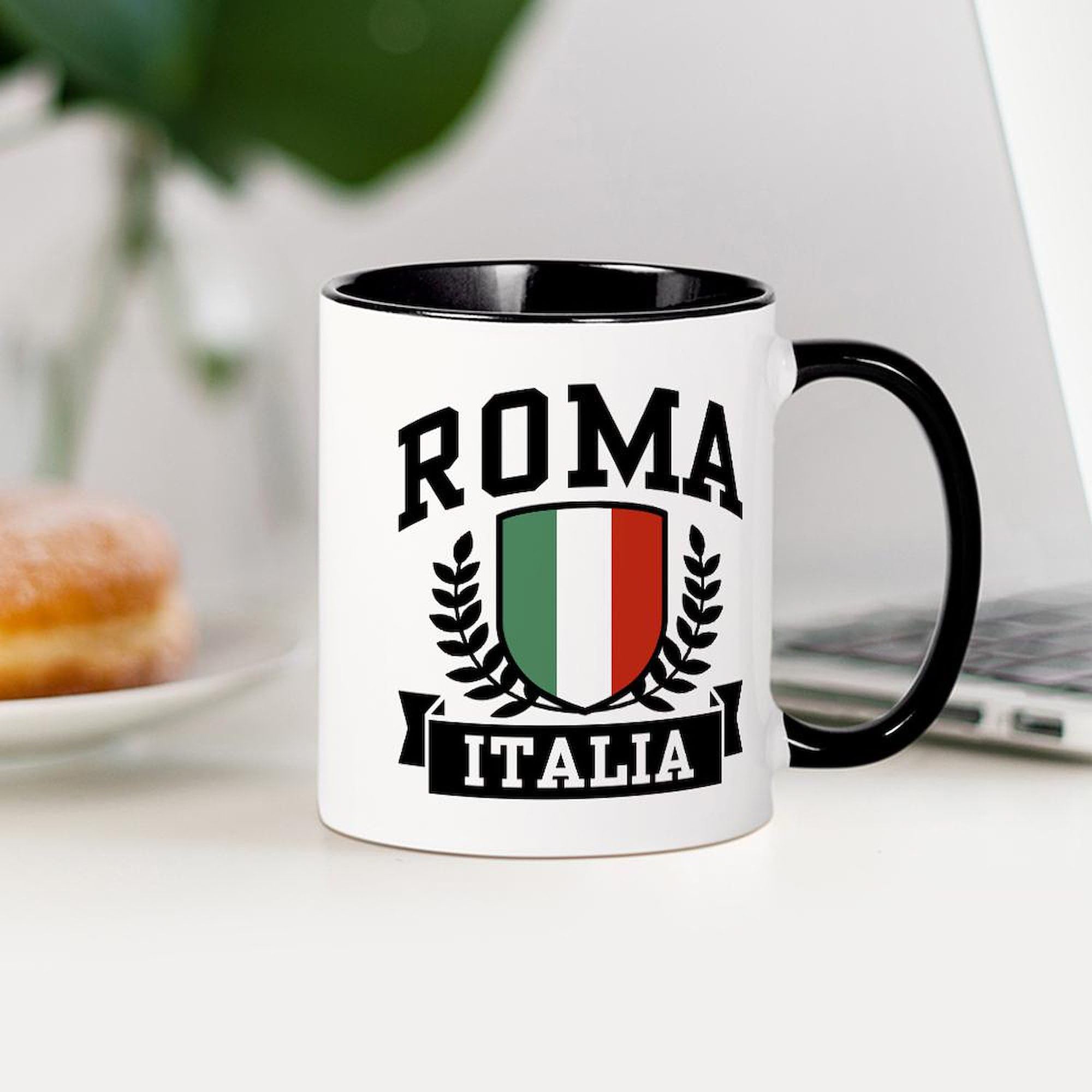 Roma Italia 11 oz (325 ml) Ceramic Coffee Mug - Italian Themed Travel Gift for Coffee Lovers | Perfect for Home, Office & Italian Culture Enthusiasts
