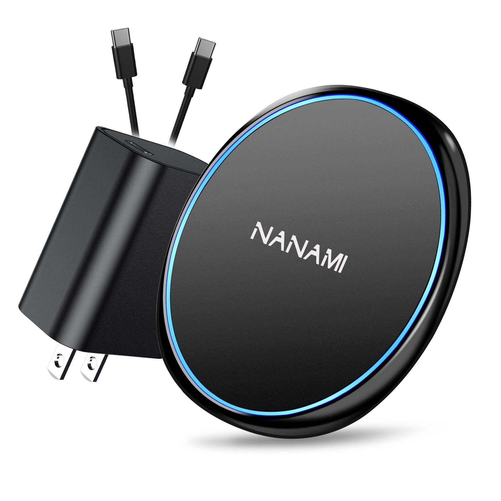 NANAMI 7.5W Fast Wireless Charger Pad with PD3.0 Adapter - Qi Certified Charging Station for iPhone 16/16 Plus/16 Pro/16 Pro Max/15/14/13/12, Samsung S25/S24/S23/S22/S21/Note 20, AirPods 2 - Perfect for Home, Office & Nightstand Charging