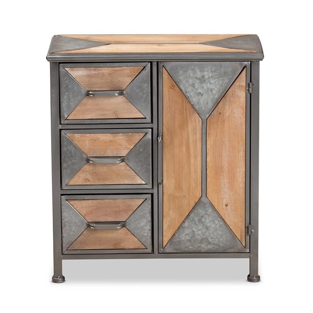 Baxton Studio AM19136 Oak Grey Storage Cabinet - Modern Sideboard for Living Room, Bedroom, or Office Organization